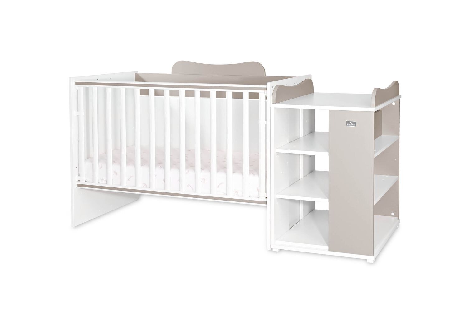 Lorelli Babybett Multi, Jugendbett, Schreibtisch, Wickeltisch, mehrfach umbaubar beige
