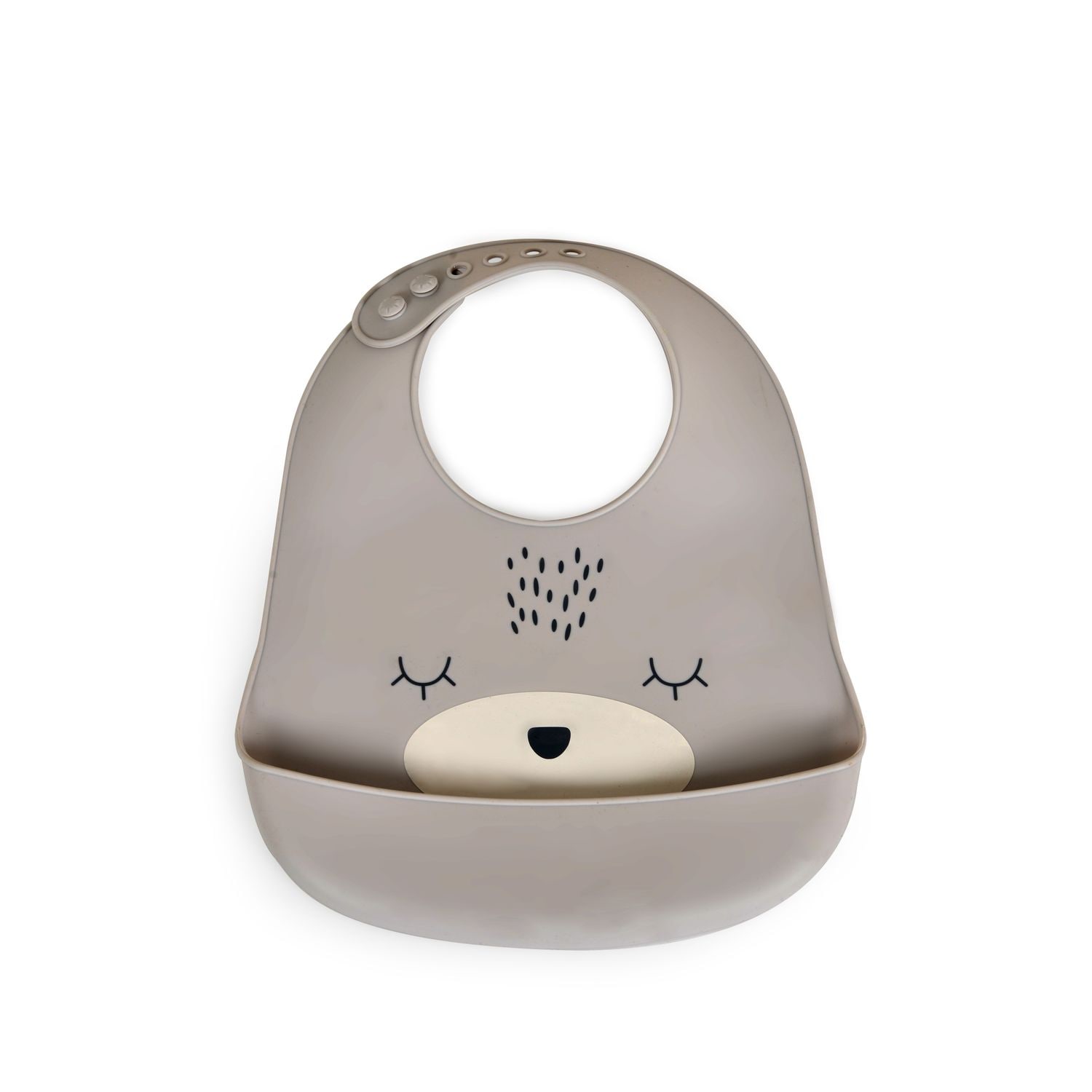 Cangaroo Babylatz Oscar Silikon, Tasche f&uuml;r Essensreste, Verschluss einstellbar grau - Bild 1