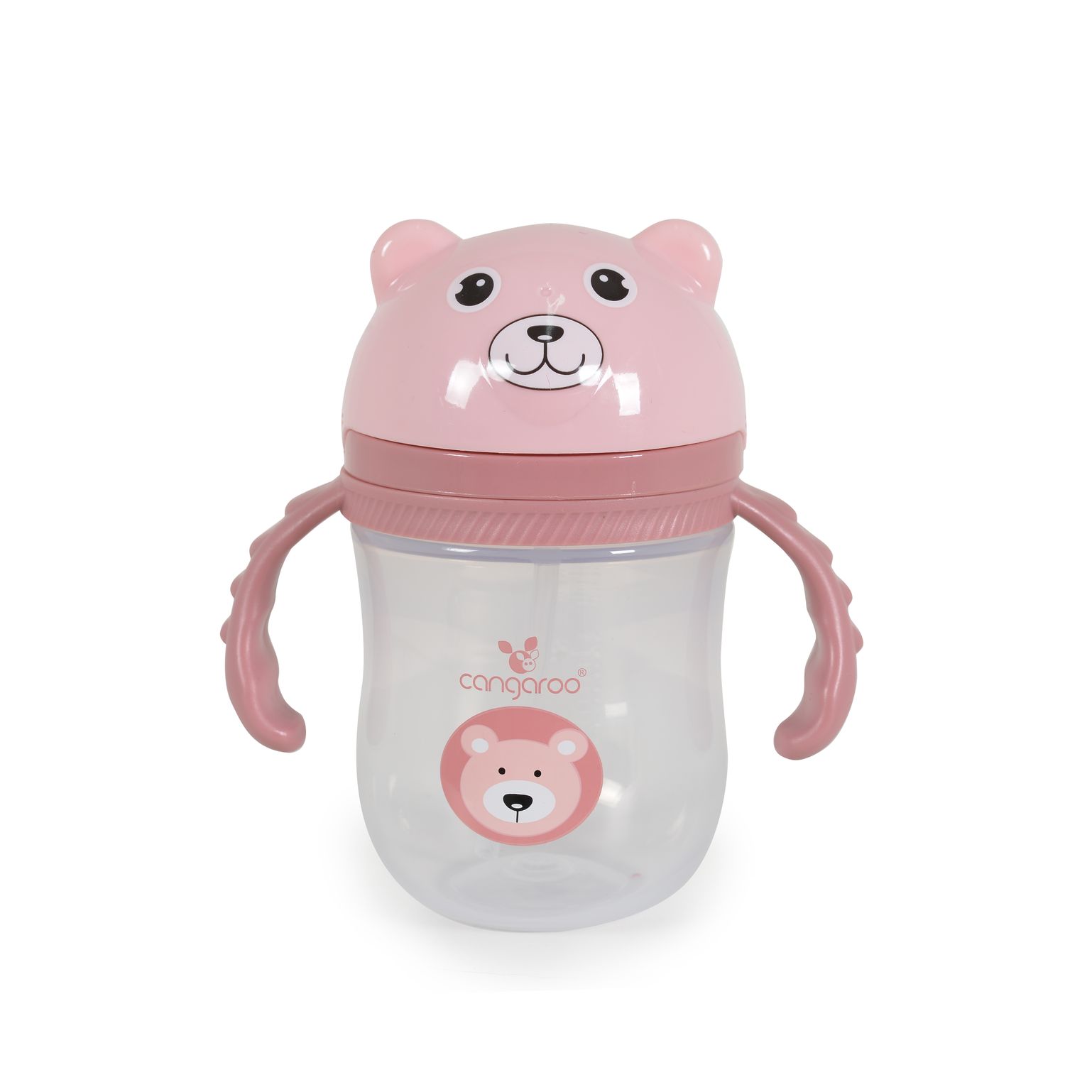 Cangaroo Baby-Trinklernbecher Berry 240 ml Schutzdeckel bequemer Griff Trinkhalm rosa - Bild 1