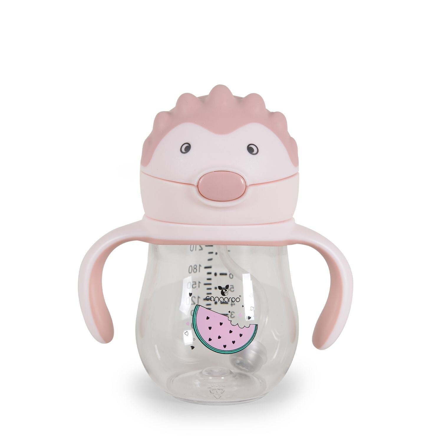 Cangaroo Trinklernbecher Brillo 250 ml Deckel, Silikontrinkhalm, bequemer Griff rosa | 03800146269524