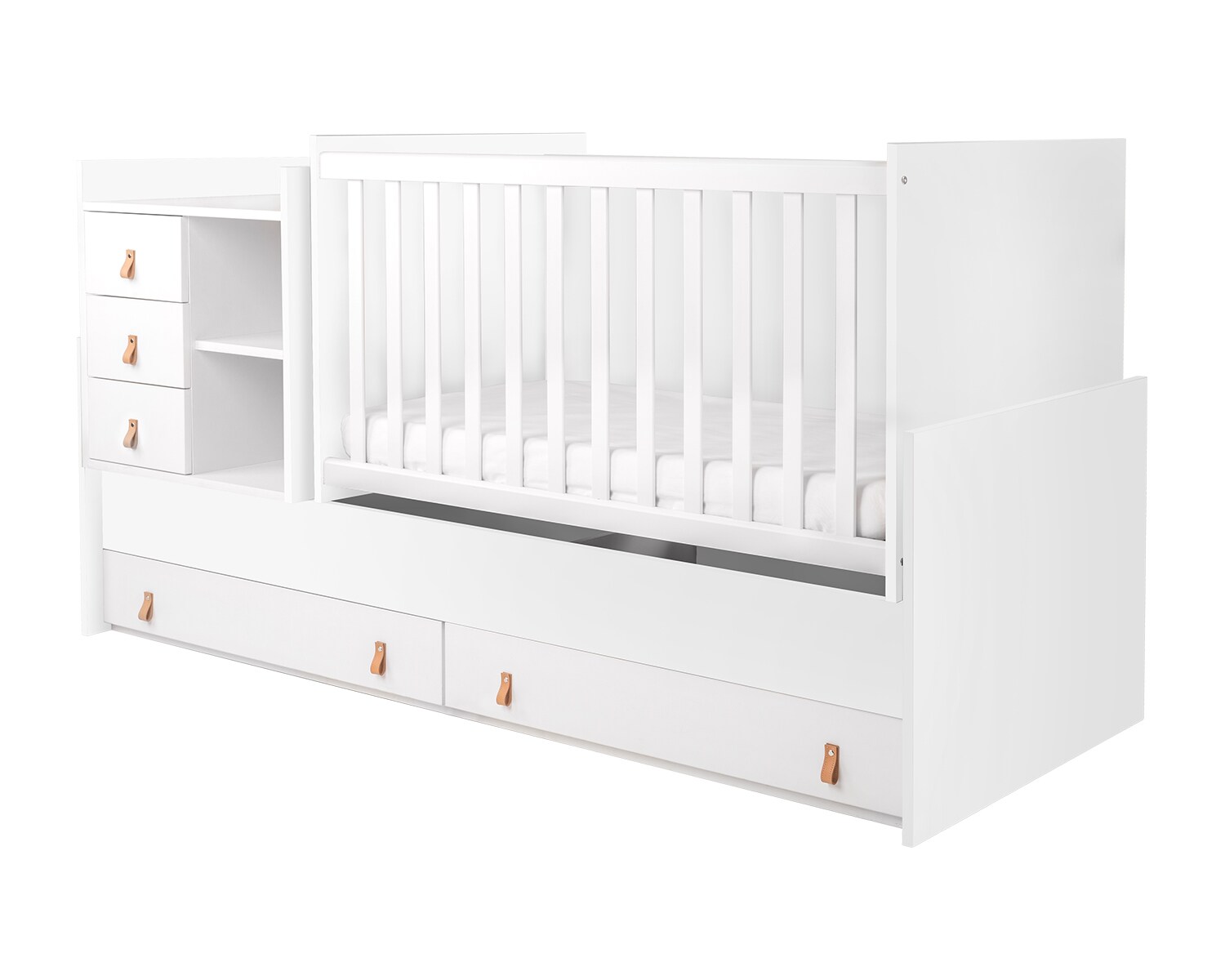 Kikkaboo Babybett Lorena 4 in 1 Kommode Schaukelfunktion Schreibtisch Jugendbett wei&szlig; - Bild 1