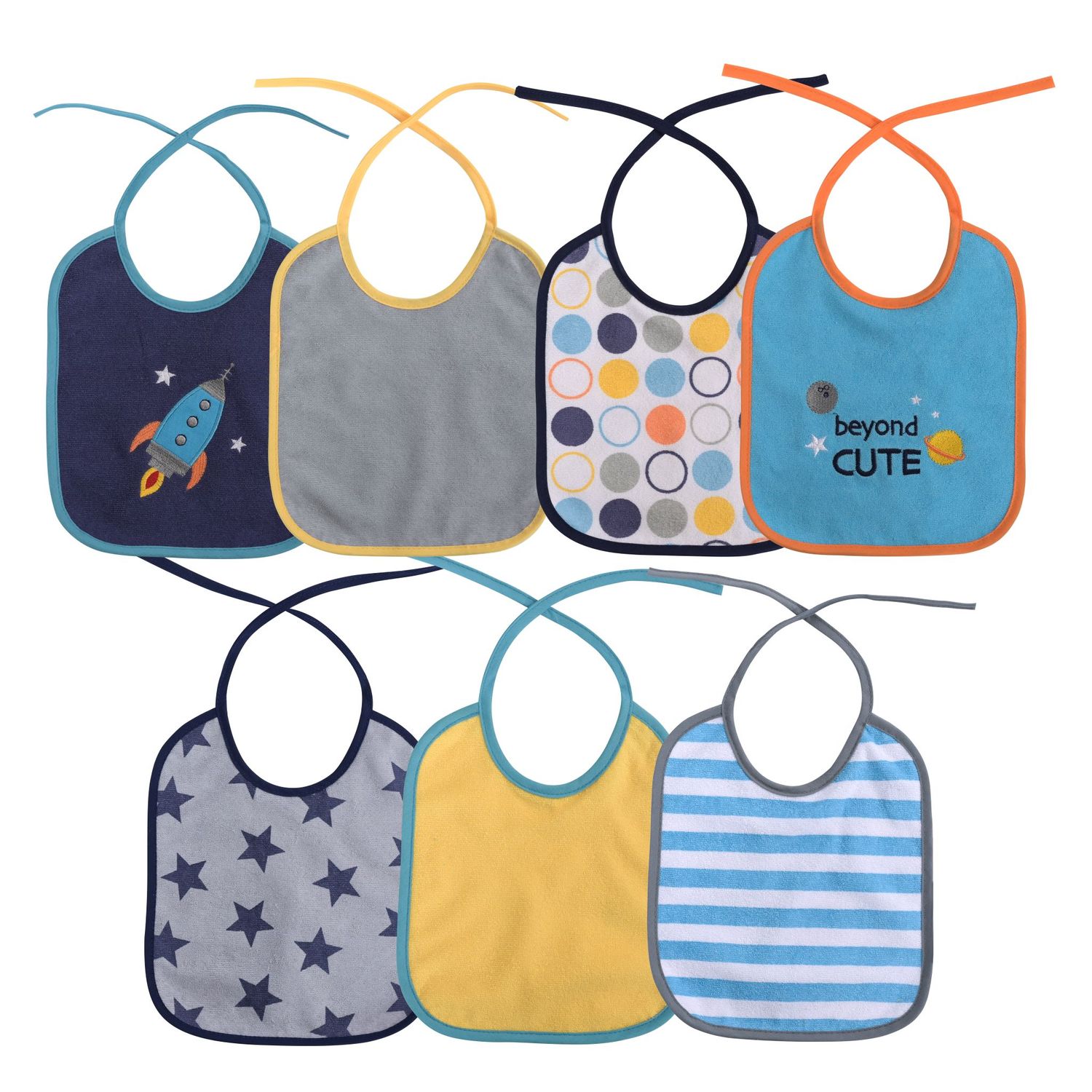 Baby Care Babylatz-Set 7-teilig, einlagig, zum Binden, waschbar, ab Geburt blau - Bild 1