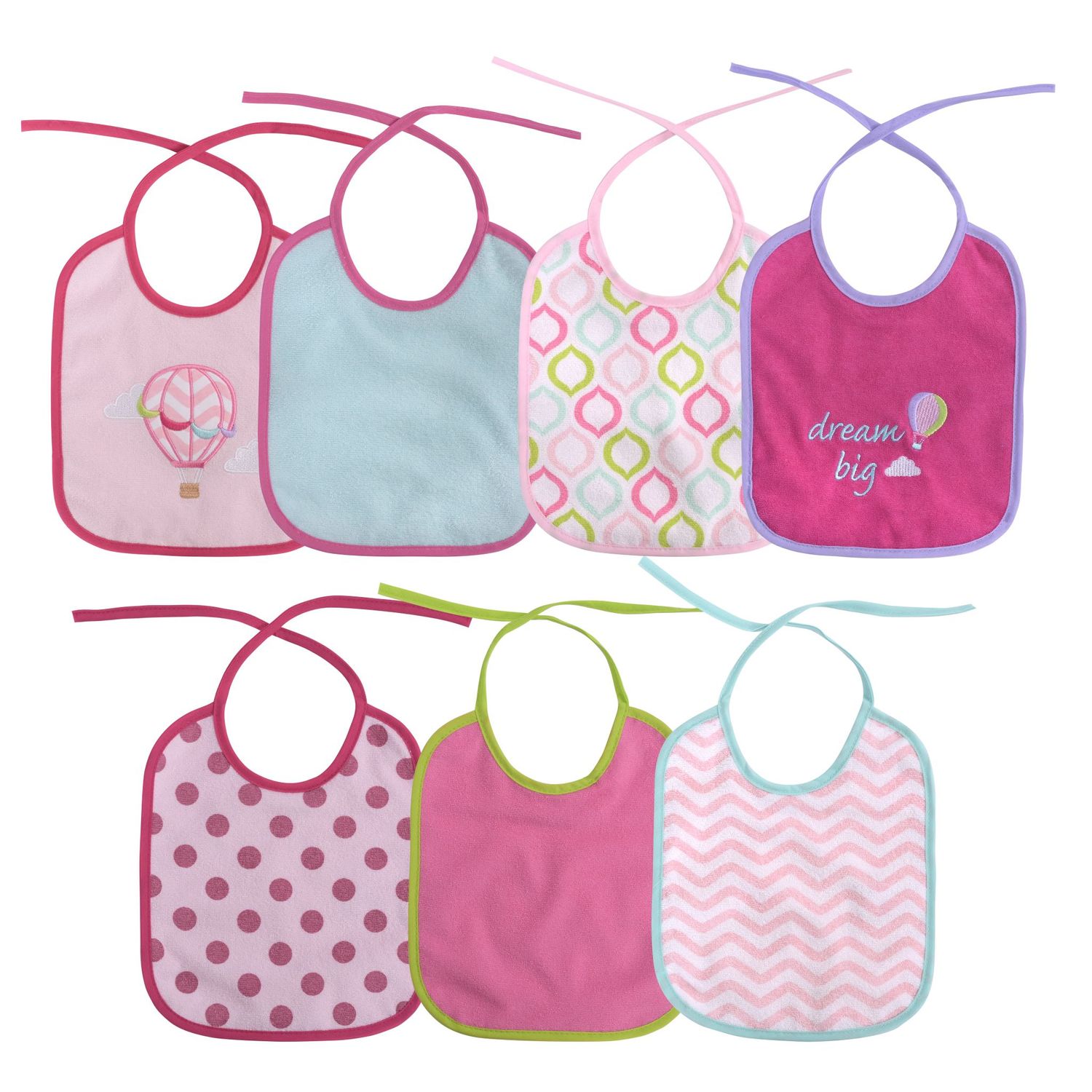 Baby Care Babylatz-Set 7-teilig, einlagig, zum Binden, waschbar, ab Geburt rosa - Bild 1