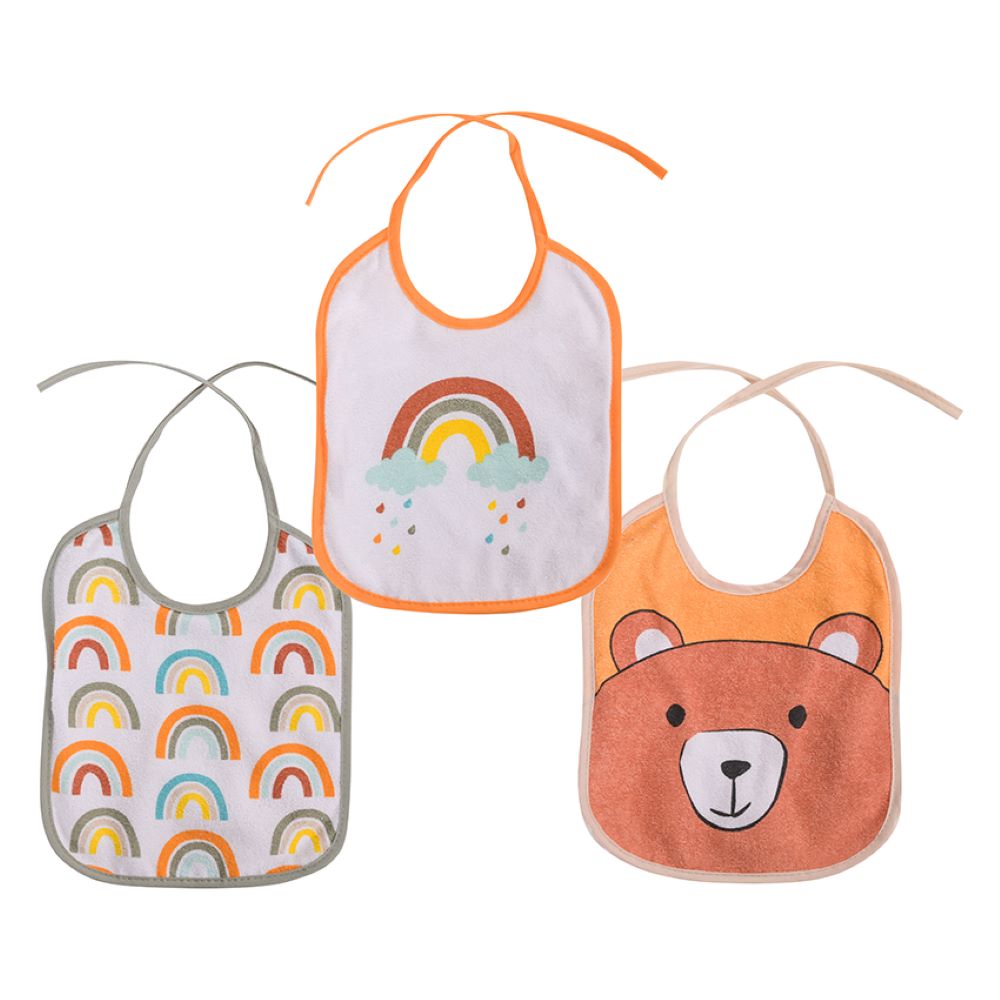 Baby Care Babylatz-Set 3-teilig, waschbar, zum Binden, einlagig, ab Geburt orange
