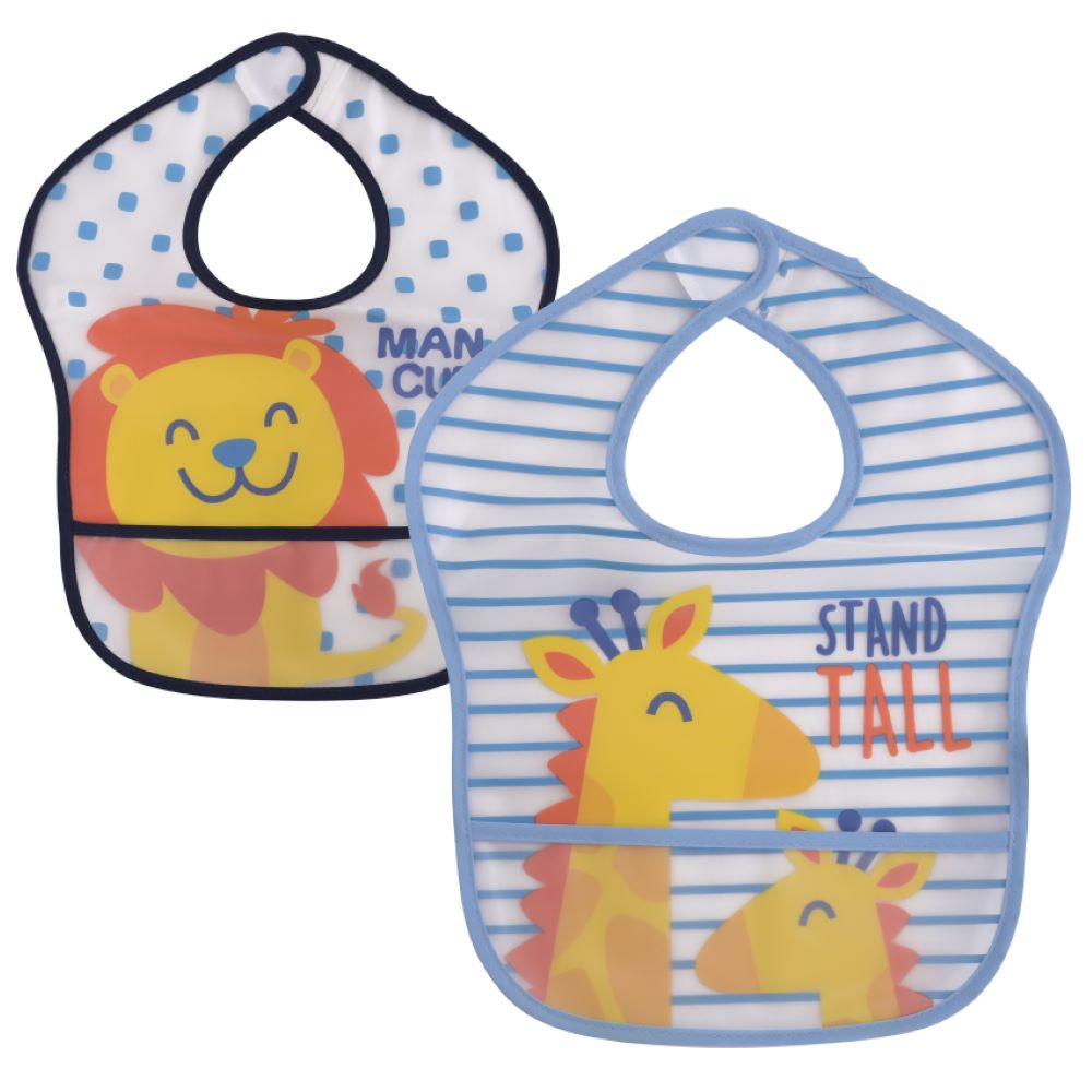 Baby Care Babyl&auml;tzchen 2er-Set, Auffangtasche, Selbstverschluss, wasserdicht blau - Bild 1