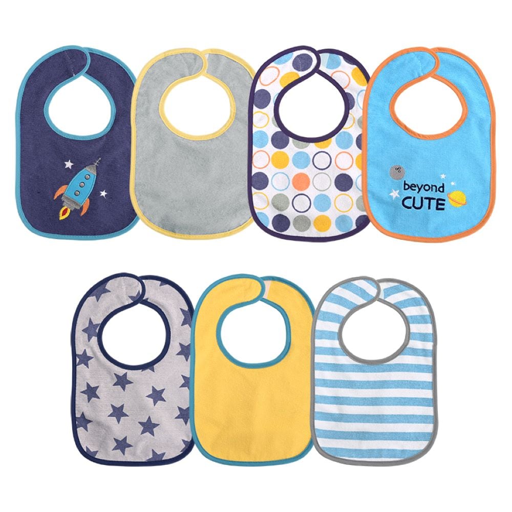 Baby Care Babyl&auml;tzchen 7-teiliges Set Selbstverschluss, einlagig, wasserdicht blau - Bild 1
