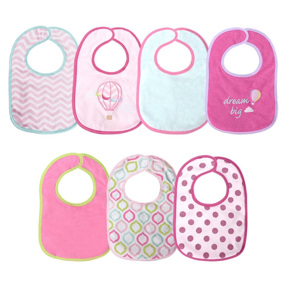 Baby Care Babyl&auml;tzchen 7-teiliges Set Selbstverschluss, einlagig, wasserdicht rosa - Bild 1
