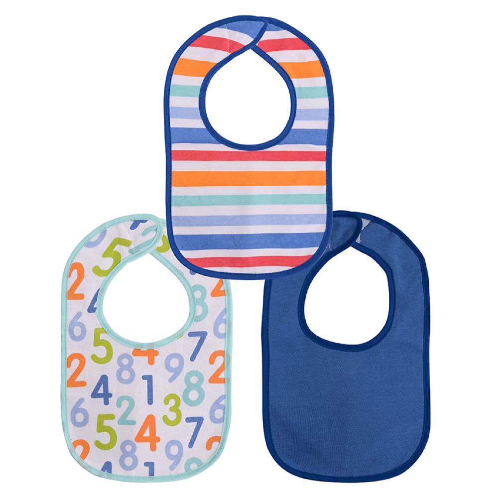 Baby Care Babyl&auml;tzchen 3er Set Selbstverschluss einlagig, wasserdicht, Baumwolle blau - Bild 1