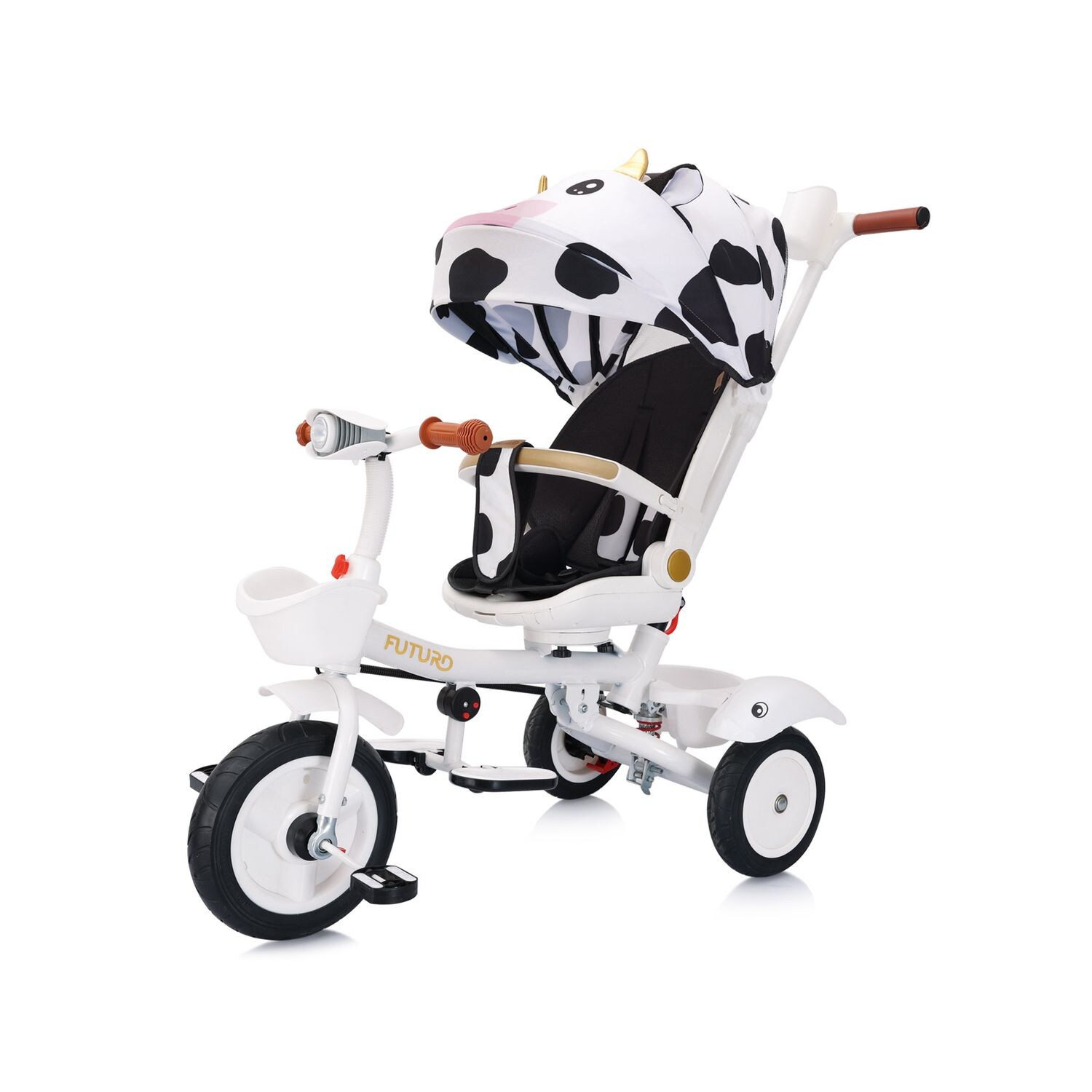 Chipolino Tricycle Futuro 2 in 1 faltbar, Becherhalter, Musik, Licht, PU-Räder schwarz weiß | 03800931053284