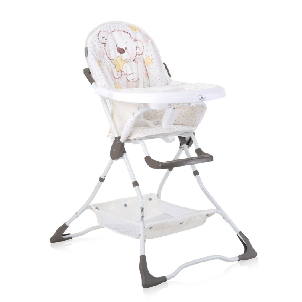 Lorelli Kinderhochstuhl Bonbon Bechervertiefung, klappbar, doppelter Tisch, Korb weiß beige | 03800151979272