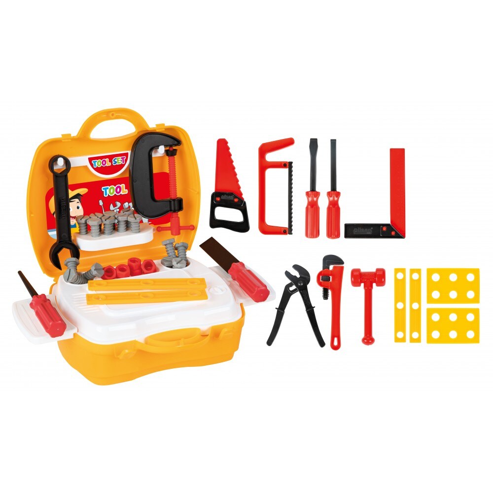 Pilsan Kinder Werkzeugkoffer 03367, Kinderwerkzeug-Set 65-teilig, Zange, S&auml;ge gelb - Bild 1