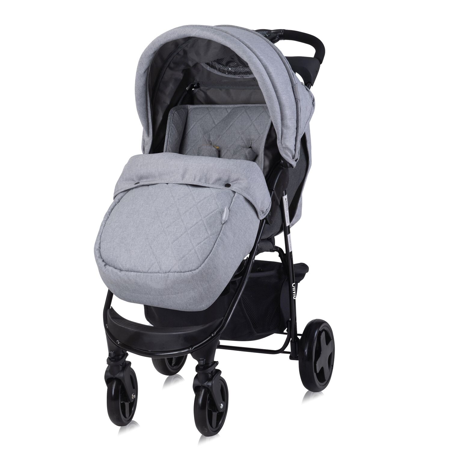 Lorelli Kinderwagen Buggy Olivia, Zubehörbox, Fußabdeckung, verstellbar, Korb grau | 03800166102382