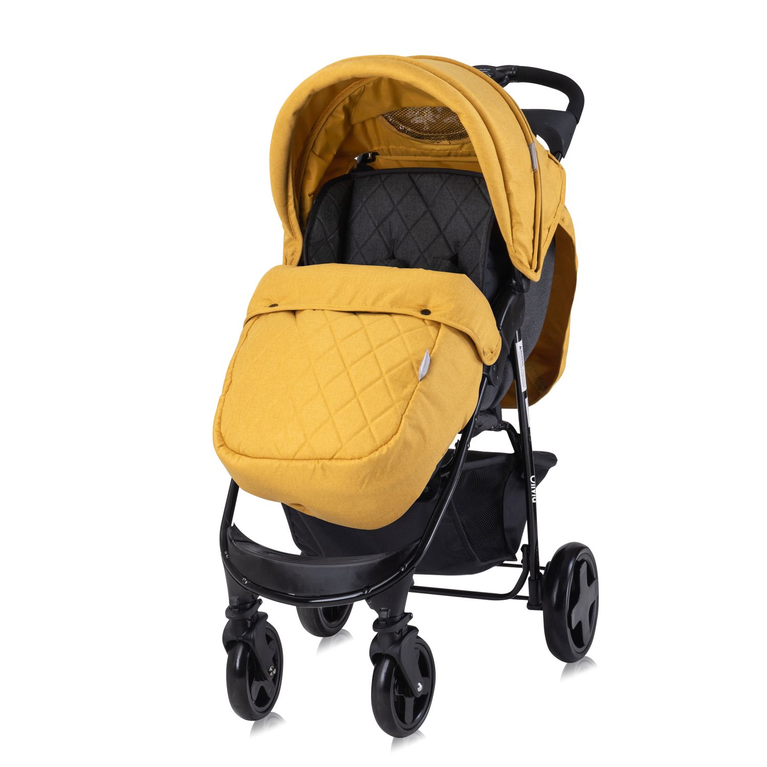 Lorelli Kinderwagen Buggy Olivia, Zubeh&ouml;rbox, Fu&szlig;abdeckung, verstellbar, Korb gelb - Bild 1