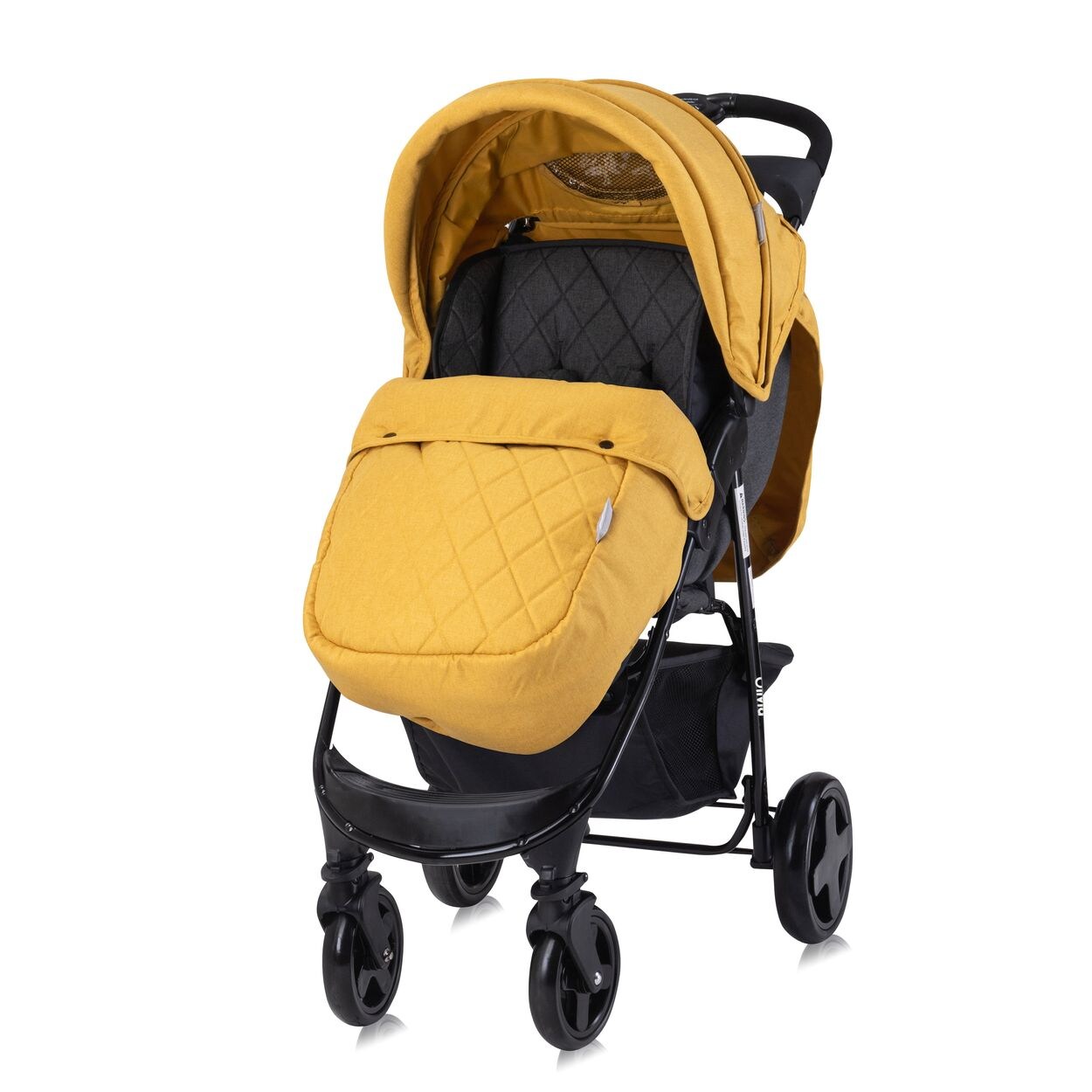 Lorelli Kinderwagen Buggy Olivia, Zubehörbox, Fußabdeckung, verstellbar, Korb gelb