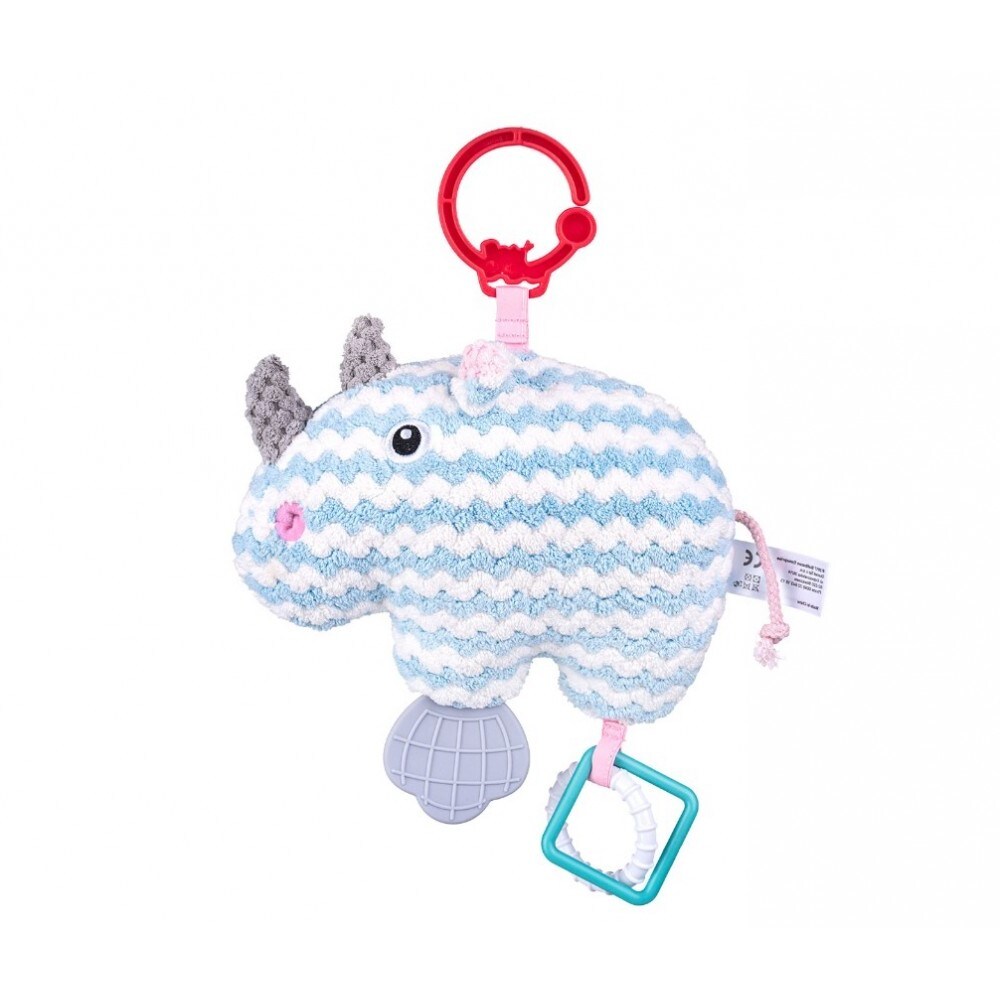 Bali Bazoo Stofftier C-Ring, Rassel, Bei&szlig;ring, Greifling, Strickoptik ab Geburt blau - Bild 1