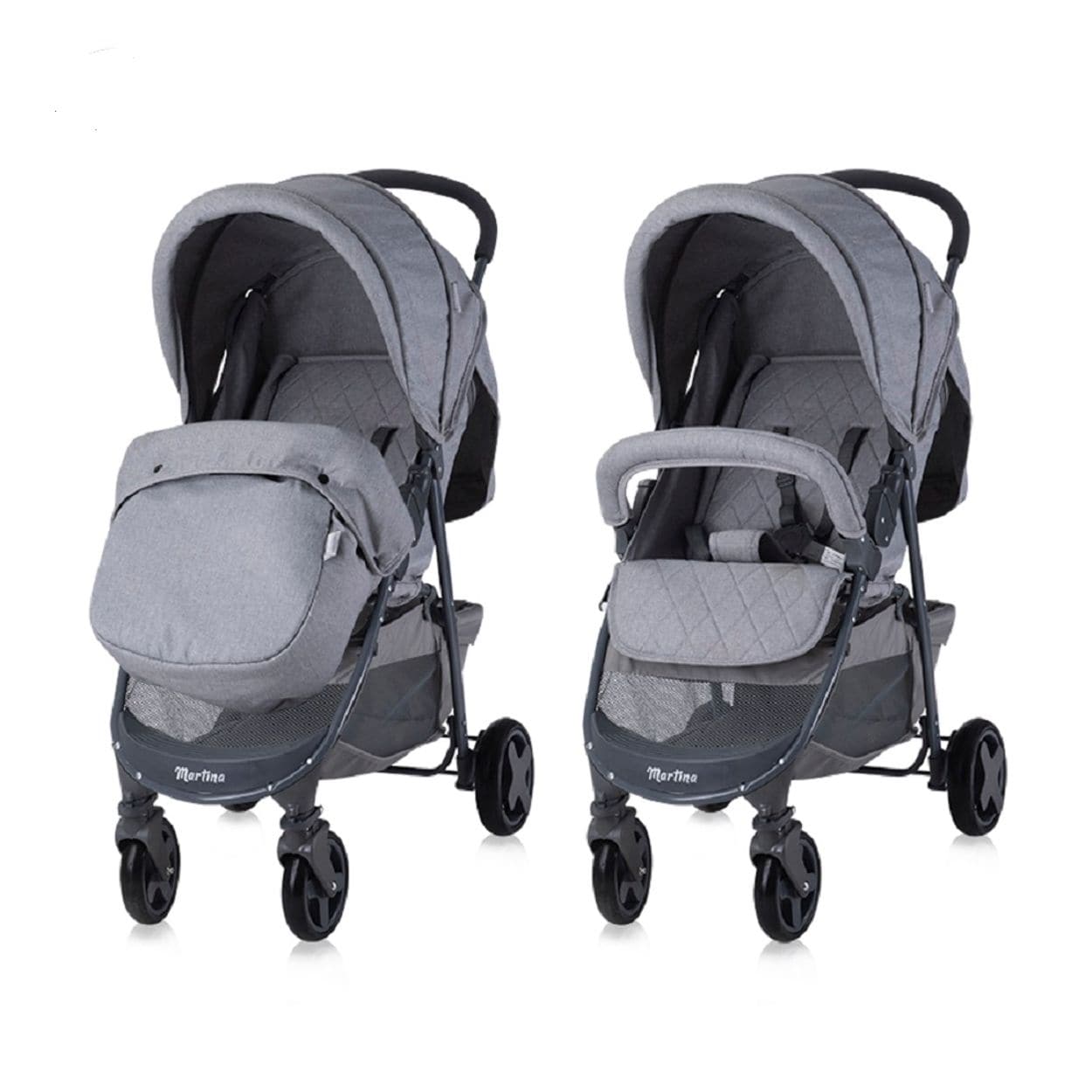 Lorelli Kinderwagen Buggy Martina Fu&szlig;abdeckung, Frontb&uuml;gel abnehmbar, Sonnendach hellgrau - Bild 1