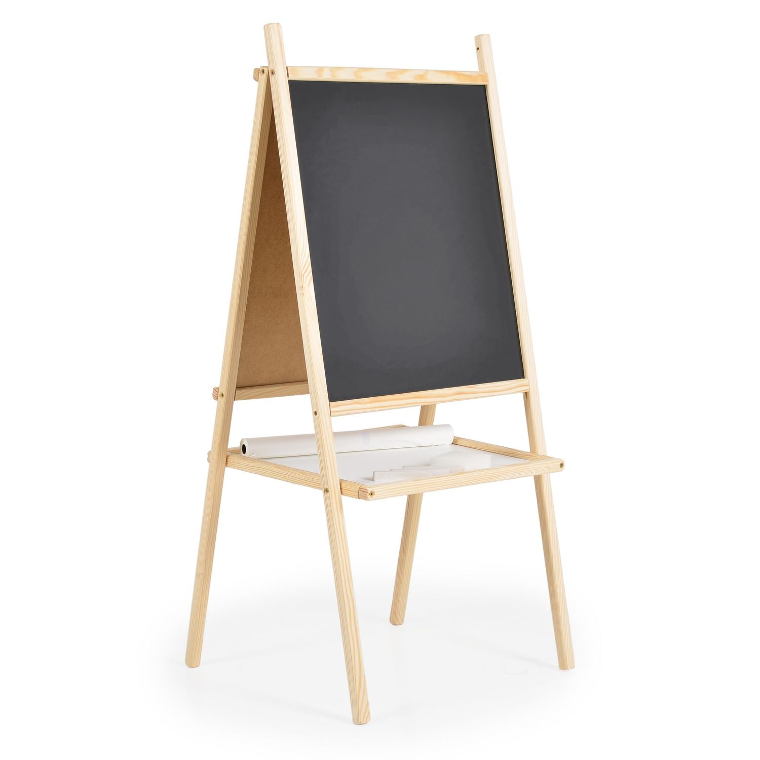 Moni Kindertafel Holz doppelseitig magnetisch Papierrolle Zubeh&ouml;r ab 3 Jahren schwarz - Bild 1