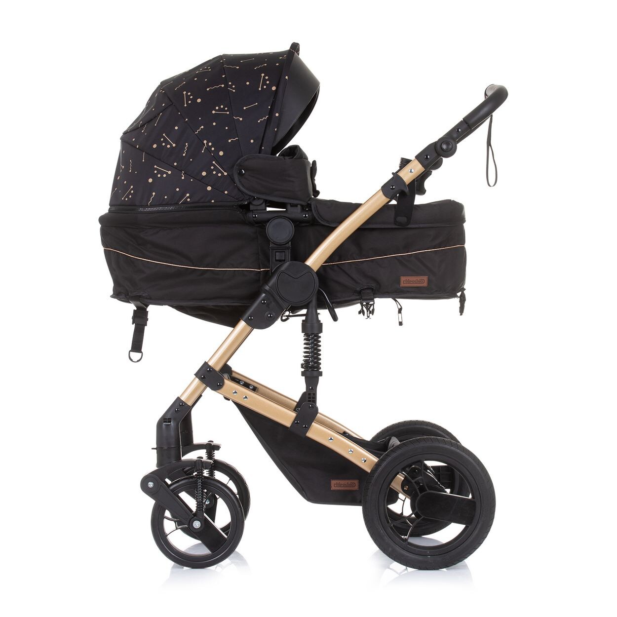 Chipolino Kinderwagen Camea 2 in 1, Moskitonetz, Wickeltasche, Getränkehalter schwarz | 03800931051914