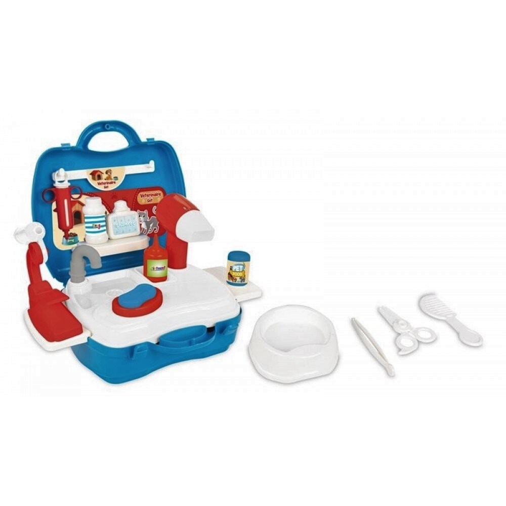 Pilsan Kinderspielzeug Tierarztkoffer 03564 Futternapf Spritze Schere Pinzette blau - Bild 1