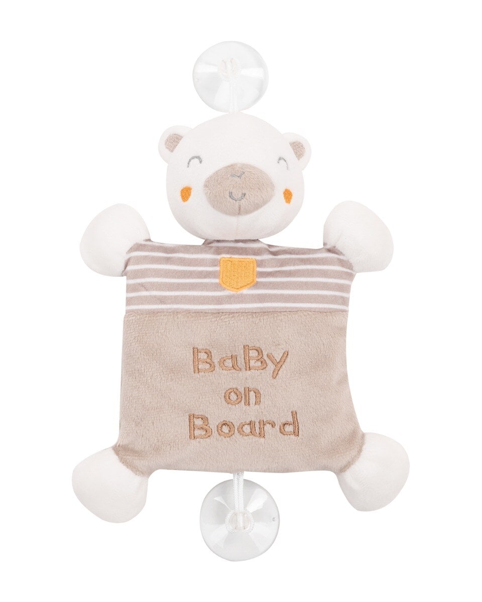 Kikkaboo Baby Kuscheltier Baby on Board, 2 Saugn&auml;pfe, 25 cm, Quietschger&auml;usch beige - Bild 1