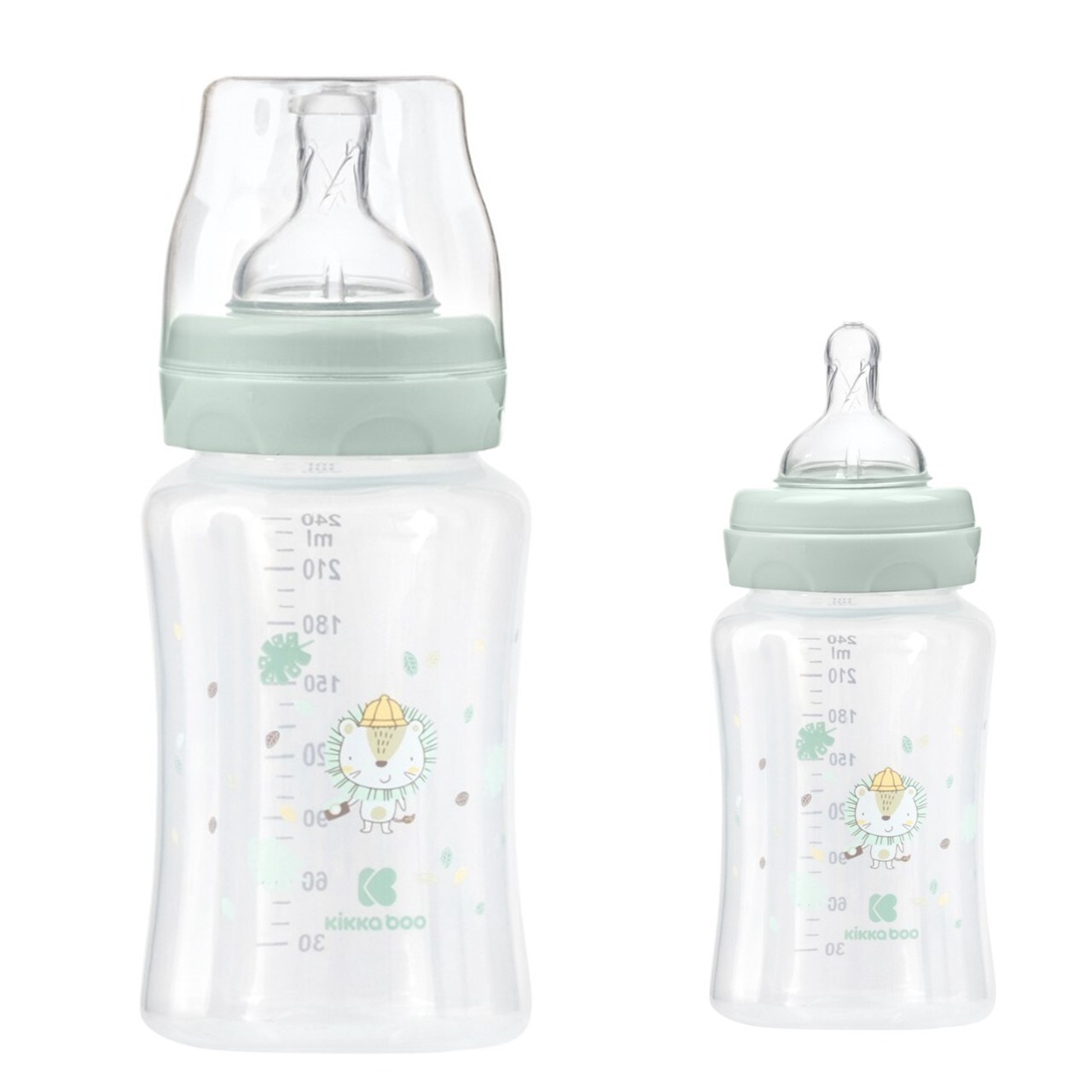 Kikkaboo Babyflasche PP 240 ml Silikonsauger Größe M, Anti-Kolik, ab 3 Monaten grün