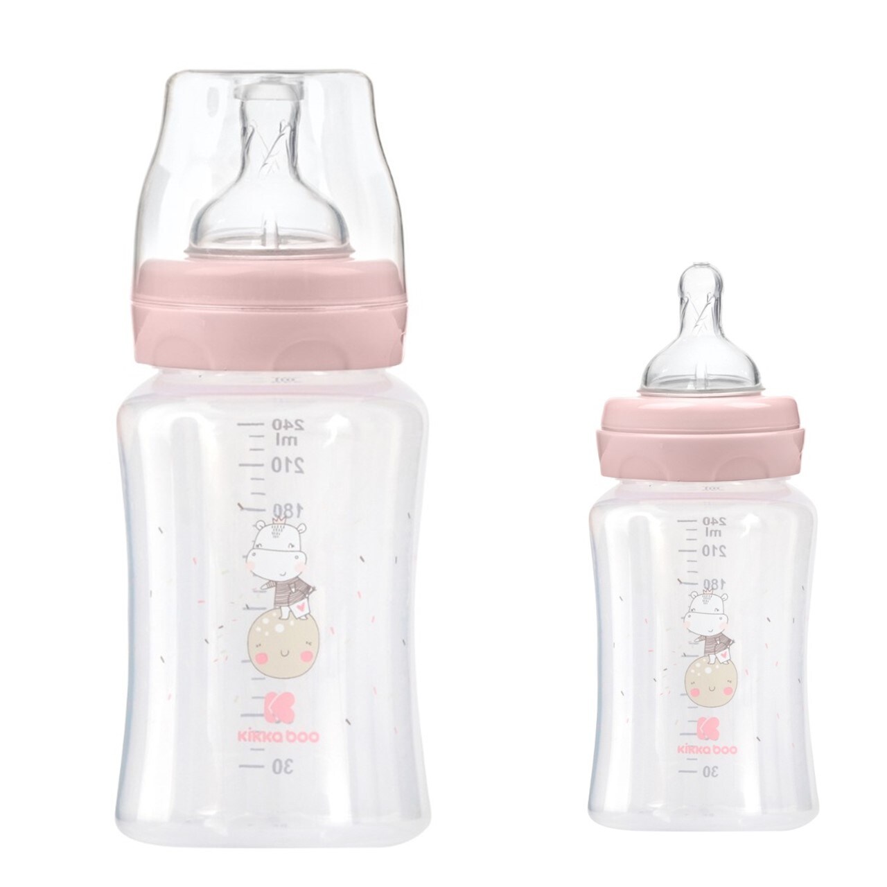 Kikkaboo Babyflasche PP 240 ml Silikonsauger Gr&ouml;&szlig;e M, Anti-Kolik, ab 3 Monaten rosa - Bild 1
