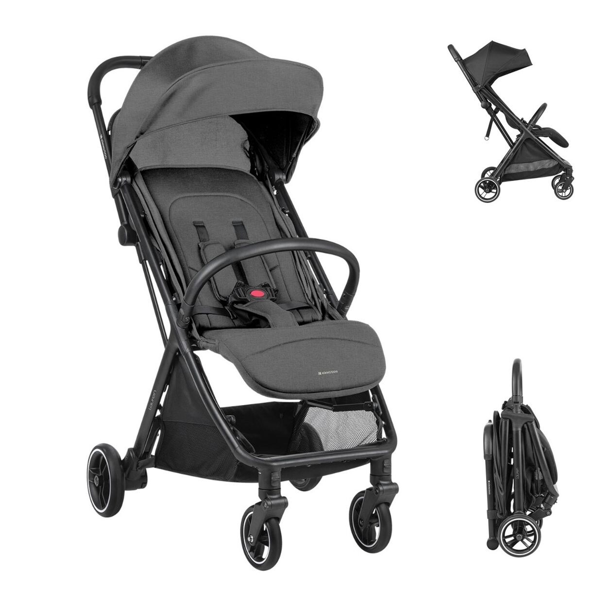 Kikkaboo Kinderwagen Buggy Lauren verstellbar faltbar Aluminiumrahmen bis 22 kg dunkelgrau