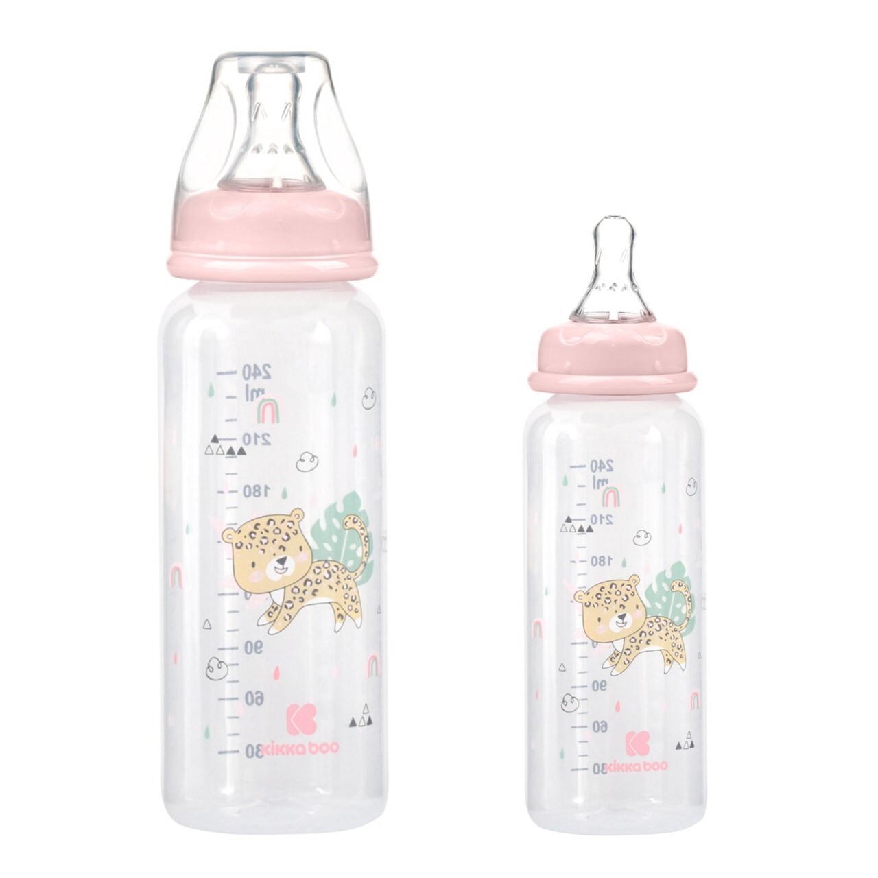 Kikkaboo Babyflasche Savanna PP 240 ml Silikonsauger Gr&ouml;&szlig;e M, ab 3 Monaten rosa - Bild 1