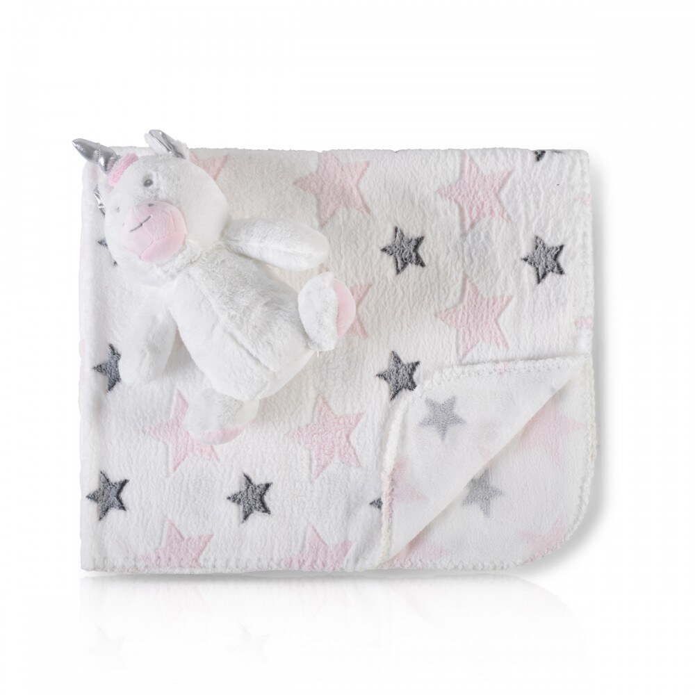 Cangaroo Babydecke 90 x 75 cm mit Pl&uuml;schtier kuschelige Babydecke Krabbeldecke rosa - Bild 1