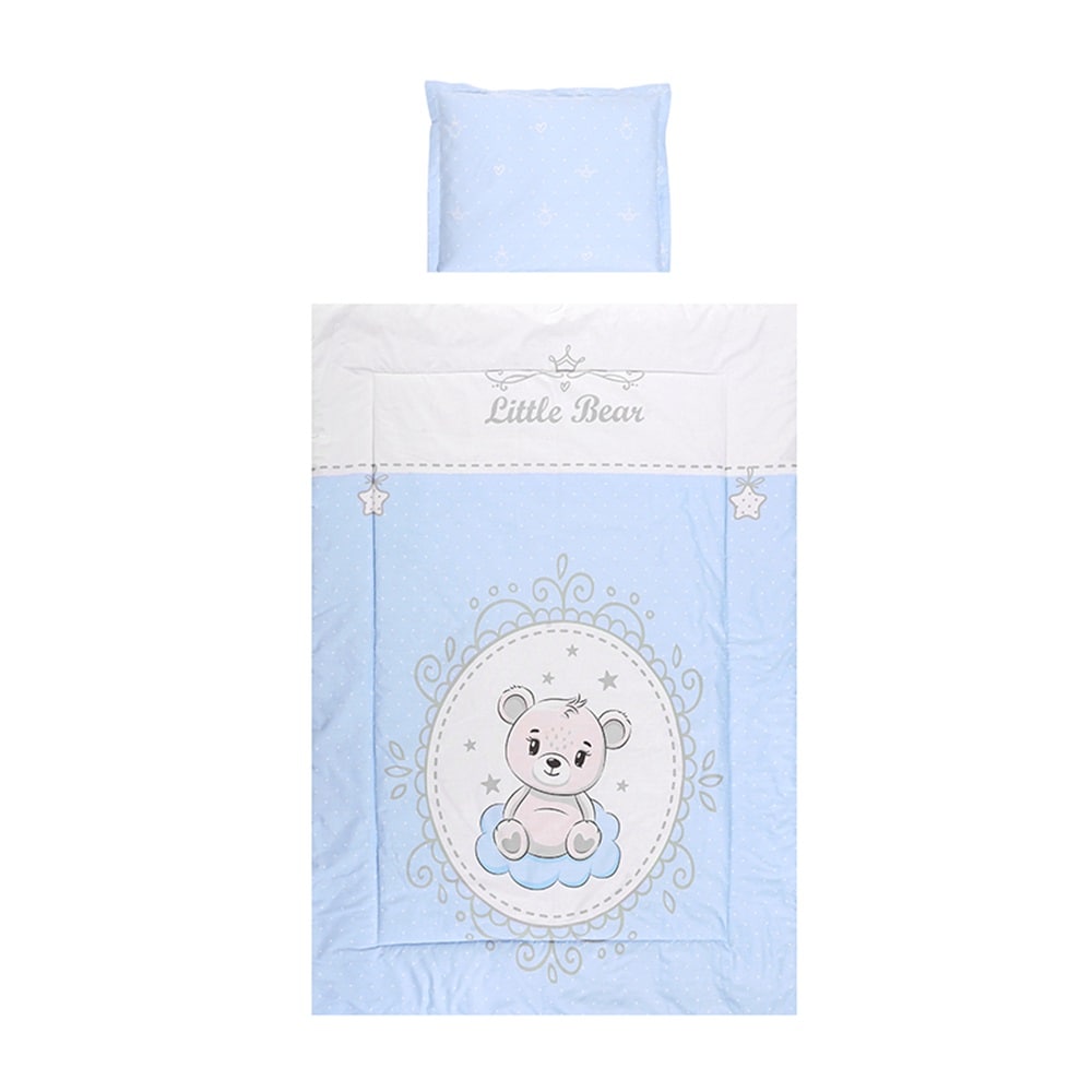 Lorelli Kinderbettw&auml;sche 3-teilig, Decke 140 x 95 Kissen 43 x 35 Laken 150 x 100 blau B&auml;r - Bild 1