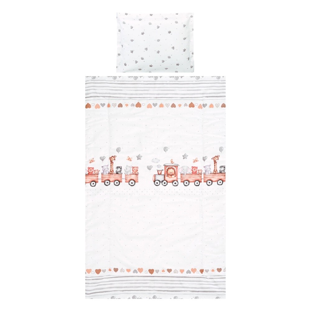 Lorelli Kinderbettw&auml;sche 3-teilig, Decke 140 x 95 Kissen 43 x 35 Laken 150 x 100 wei&szlig; grau - Bild 1