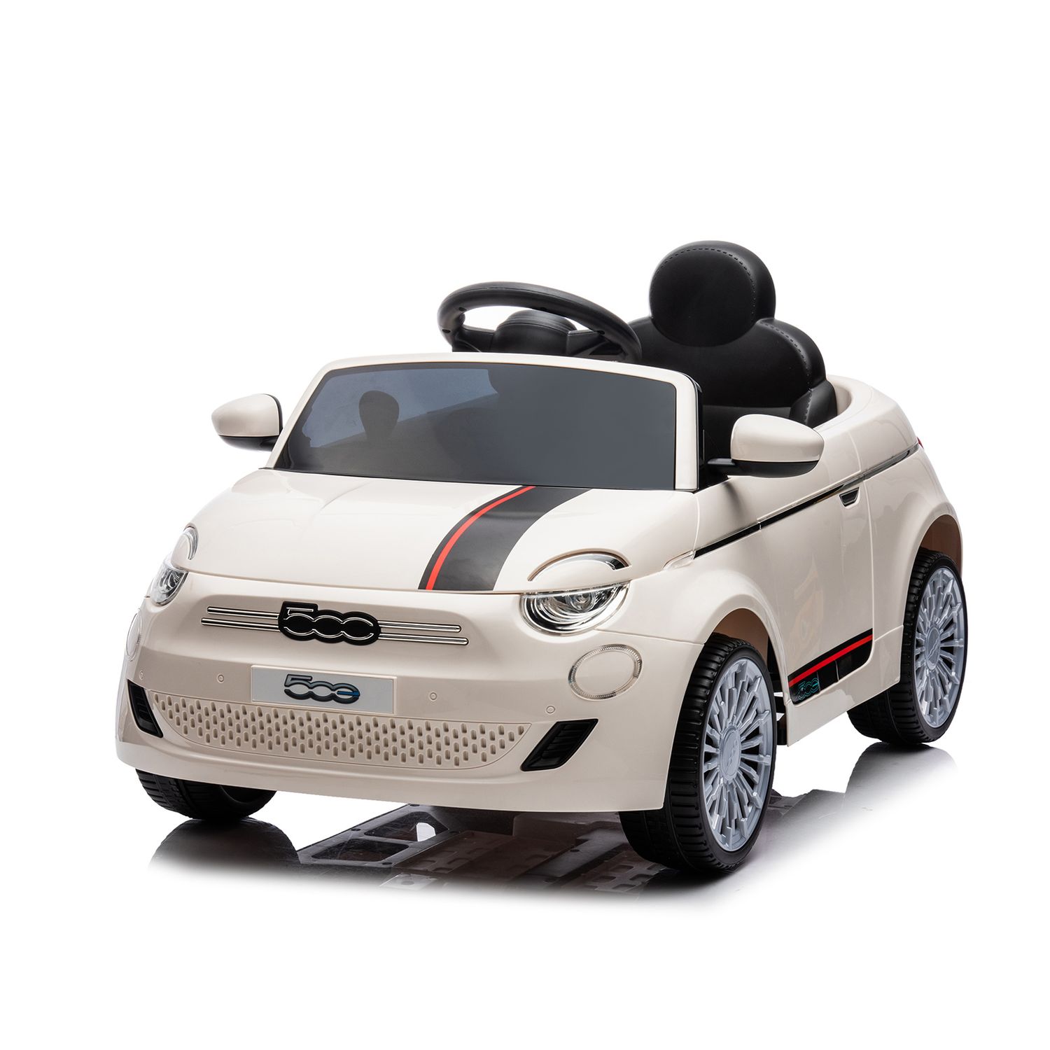 Chipolino Kinder Elektroauto Fiat 500 Fernbedienung, Sicherheitsgurt, MP3, USB wei&szlig; - Bild 1