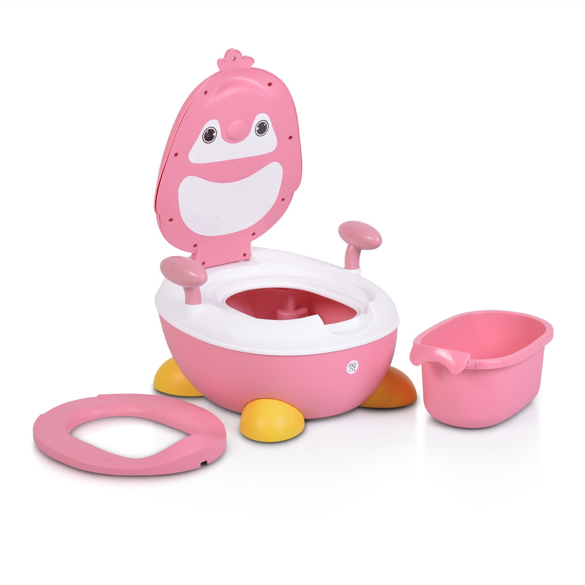 Moni T&ouml;pfchen Riko Pinguin Deckel, Haltegriffe, abnehmbarer Beh&auml;lter, rutschfest rosa - Bild 1