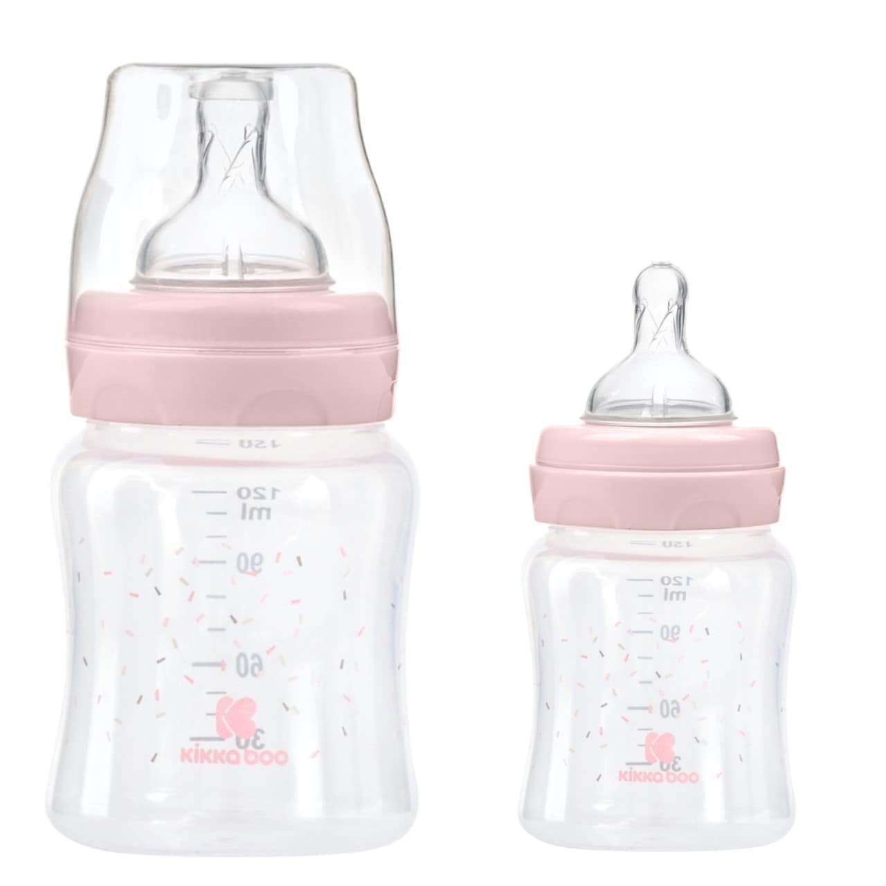 Kikkaboo Babyflasche PP 120 ml, Anti-Kolik-Sauger Gr&ouml;&szlig;e S, Weithals, ab Geburt rosa - Bild 1