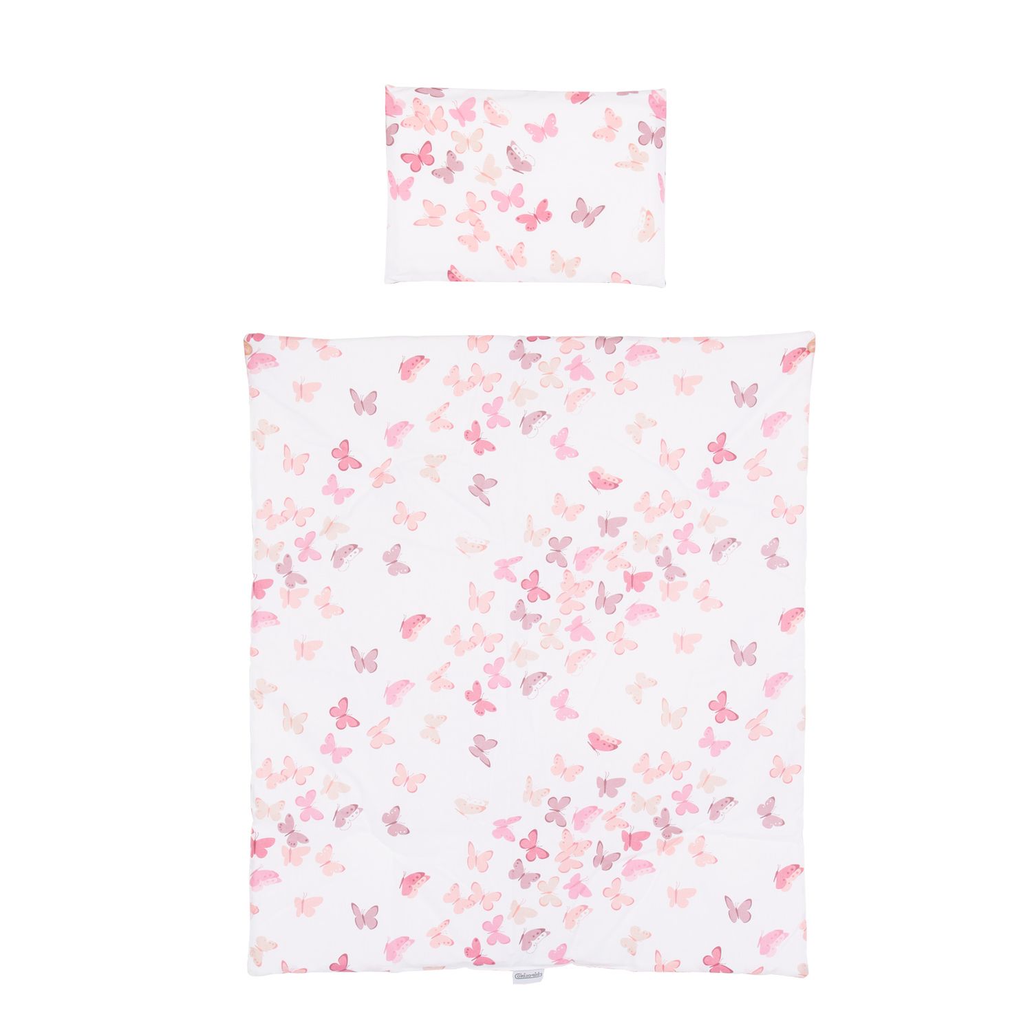 Chipolino 4-teiliges Bettw&auml;sche Set, Kissen, Kissenbezug, Steppdecke, Bettlaken rosa Schmetterling - Bild 1
