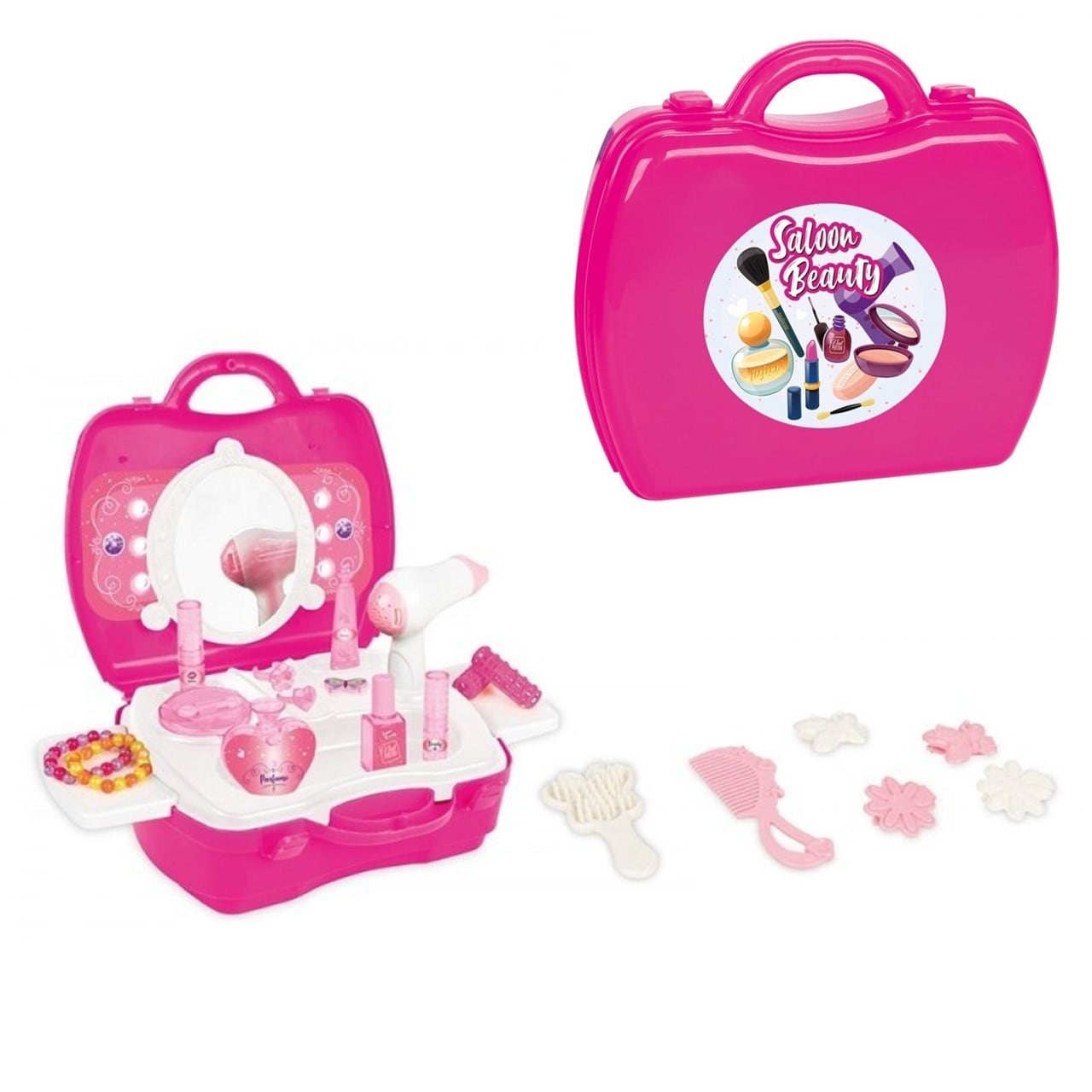 Pilsan Kinderspielzeug Kosmetikkoffer 03562 F&ouml;hn Kamm Parfum Armband Nagellack rosa - Bild 1