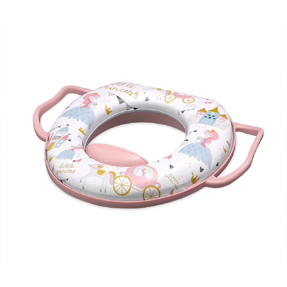 Lorelli Toilettensitz mit Handgriff weich gepolstert Spritzschutz aus Kunststoff pink - Bild 1