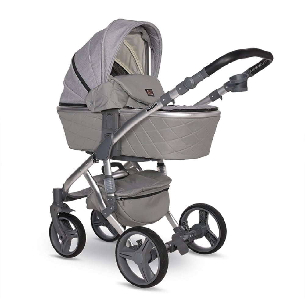 Lorelli Kinderwagen Rimini Premium Sportsitz Tragewanne Moskitonetz verstellbar hellgrau - Bild 1