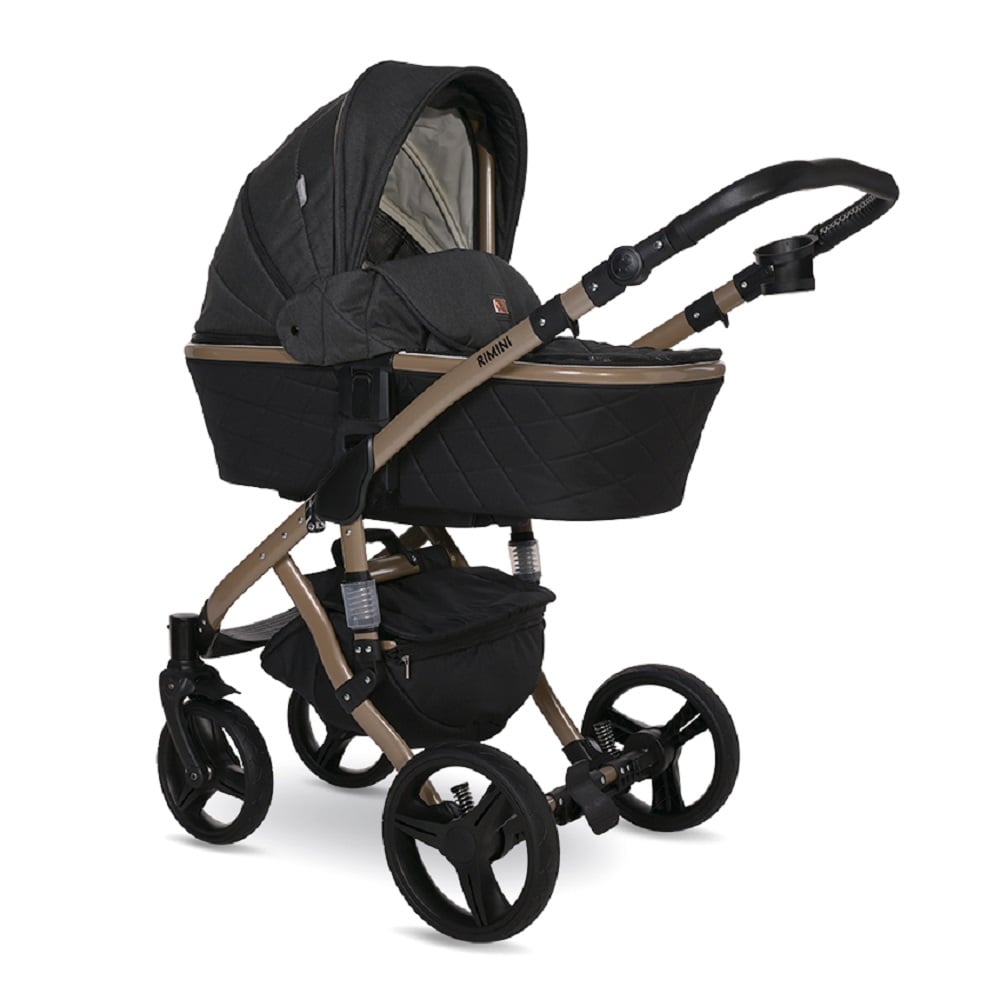 Lorelli Kinderwagen Rimini Premium Sportsitz Tragewanne Moskitonetz verstellbar black - Bild 1