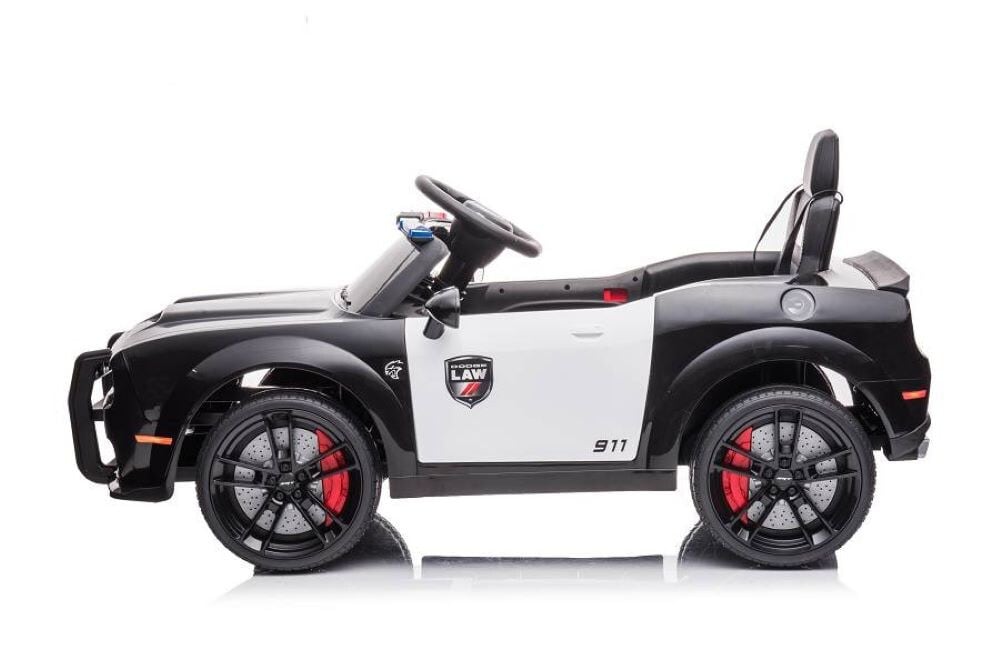 ES-Toys Kinder Elektroauto Dodge Polizei Sirene Fernbedienung Polizeilichter MP3 schwarz - Bild 1