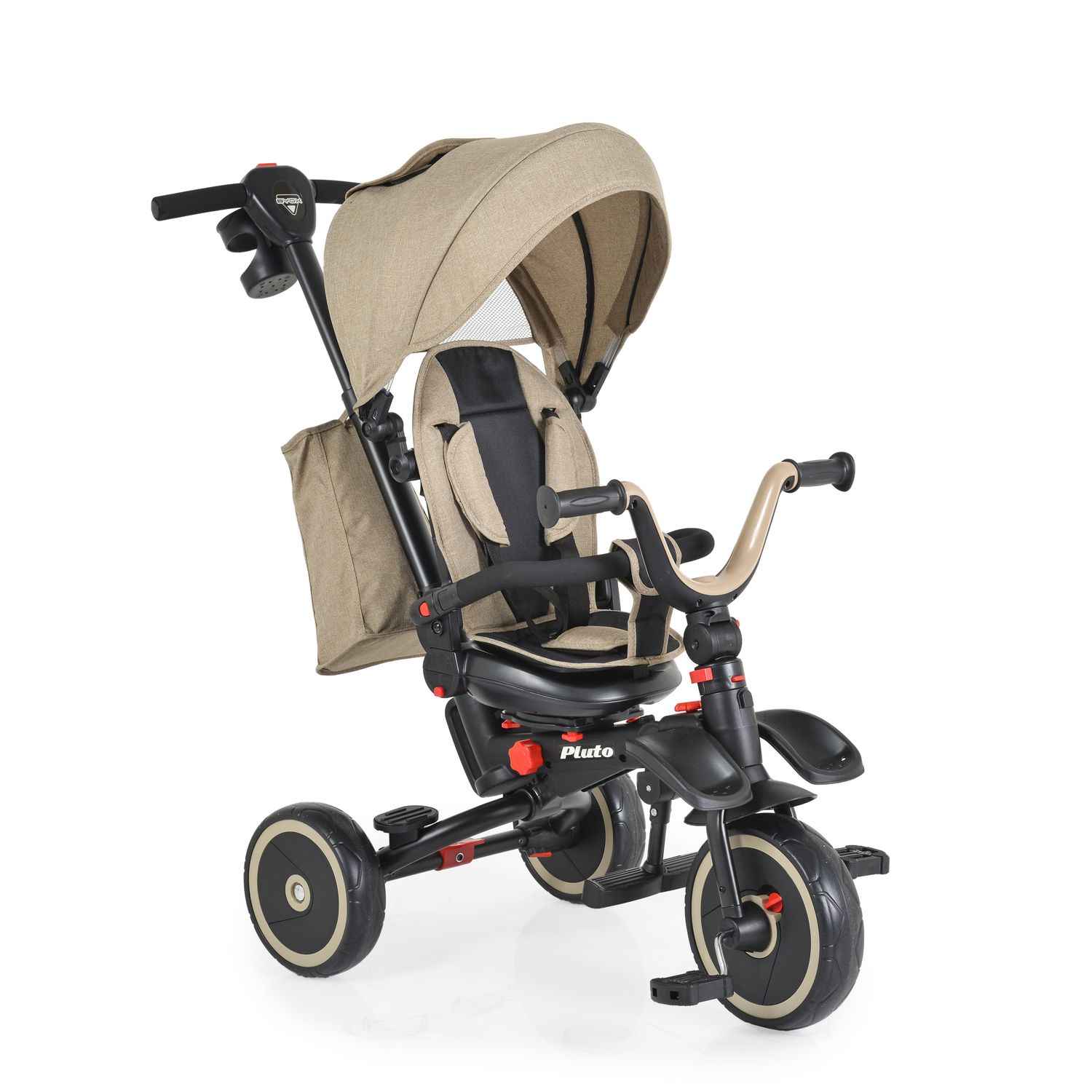 Byox Dreirad Tricycle Pluto, faltbar, EVA-Reifen, Schiebestange, Sitz drehbar beige - Bild 1