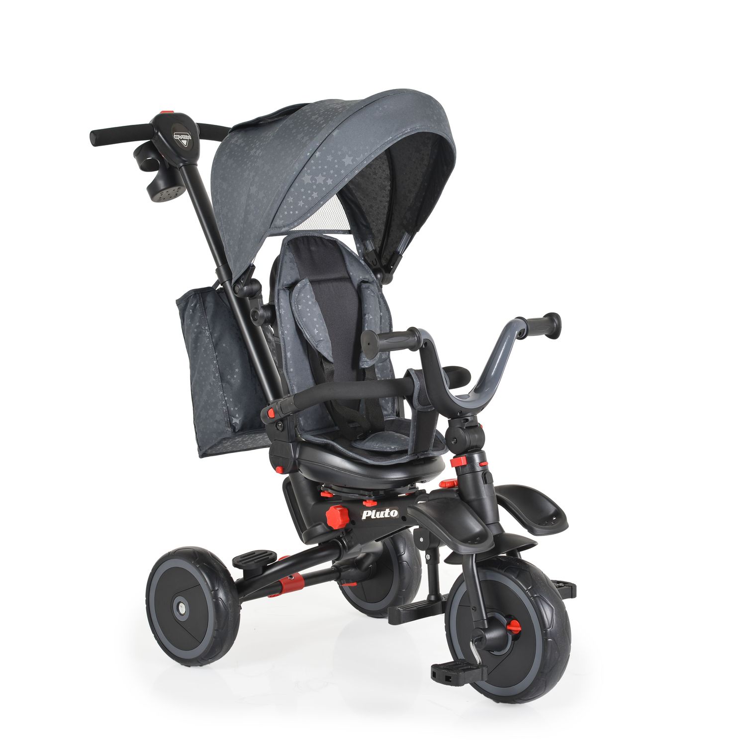 Byox Dreirad Tricycle Pluto, faltbar, EVA-Reifen, Schiebestange, Sitz drehbar grau - Bild 1