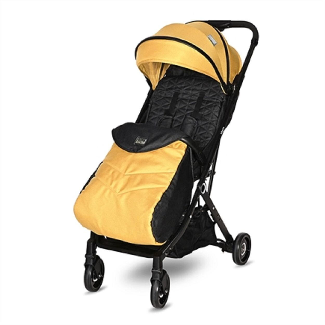 Lorelli Kinderwagen Myla Aluminiumrahmen Korb Fußsack klappbar mit Zusatzgriff gelb