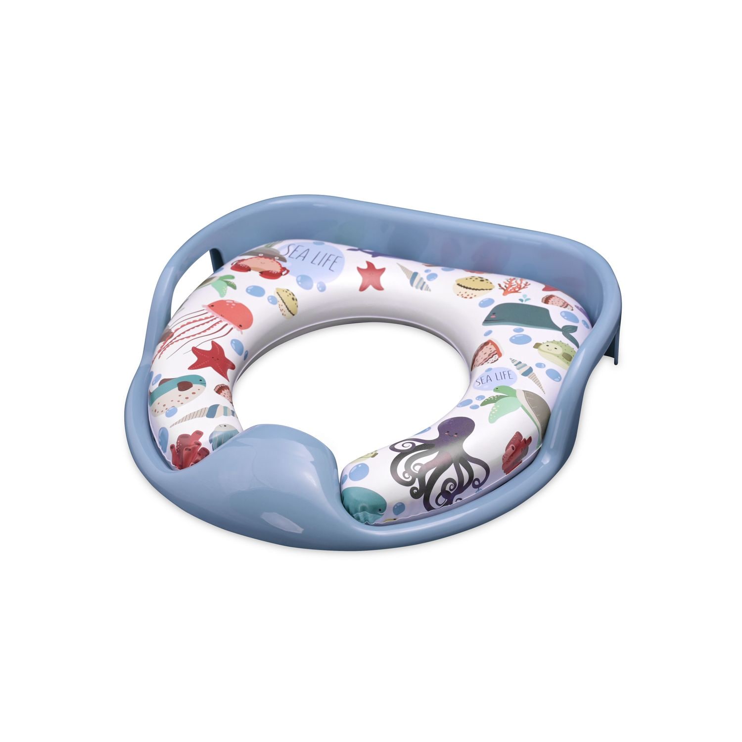 Lorelli Toilettensitz weich, Handgriffe, gepolstertes Sitzkissen, Spritzschutz blau - Bild 1