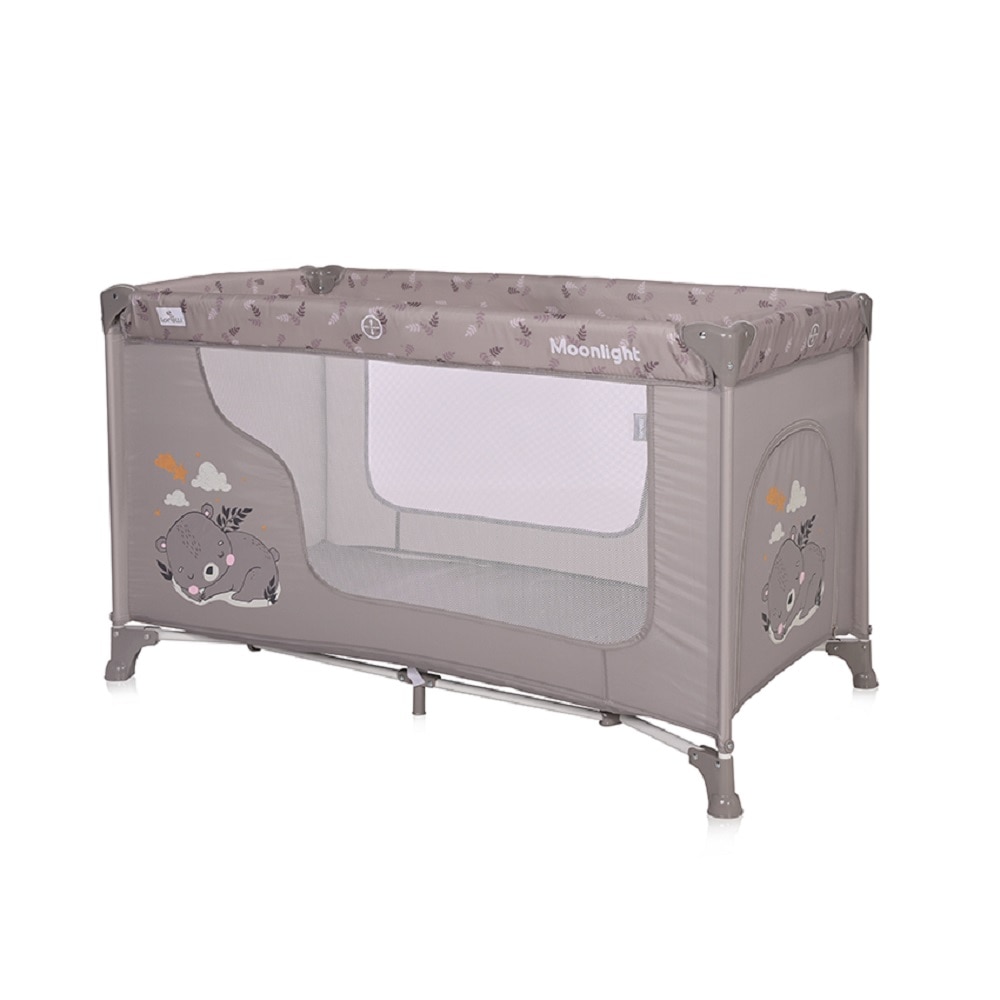 Lorelli Baby Reisebett Laufstall Moonlight seitliche &Ouml;ffnung Tragetasche faltbar braun - Bild 1