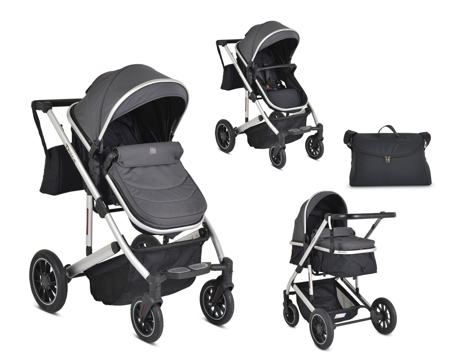 Moni Kombikinderwagen 2 in 1 Thira Babywanne, umbaubar, Sportsitz, Fu&szlig;abdeckung grau - Bild 1