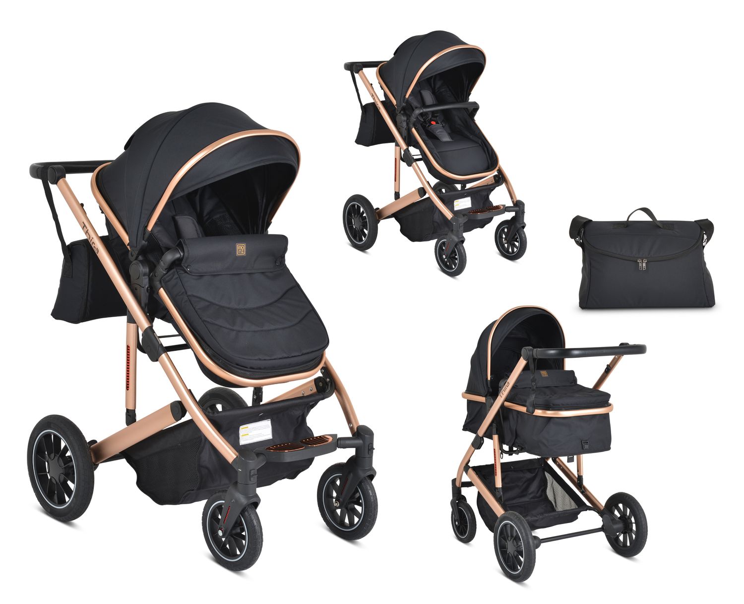 Moni Kombikinderwagen 2 in 1 Thira Babywanne, umbaubar, Sportsitz, Fu&szlig;abdeckung schwarz - Bild 1