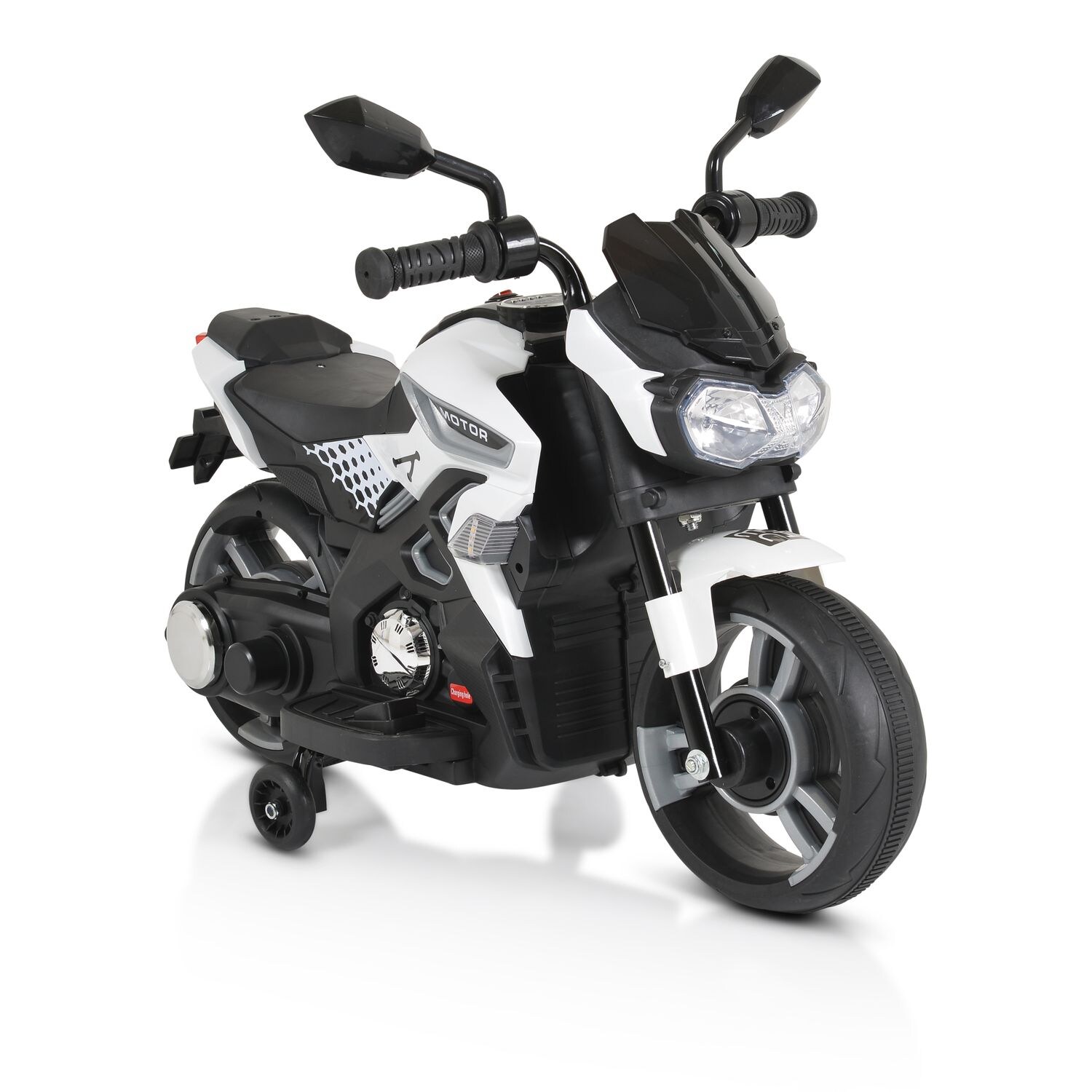 Moni Kinder Elektromotorrad Houston 1188F Musik, MP3, Scheinwerfer, Stützräder weiß | 03801005000289