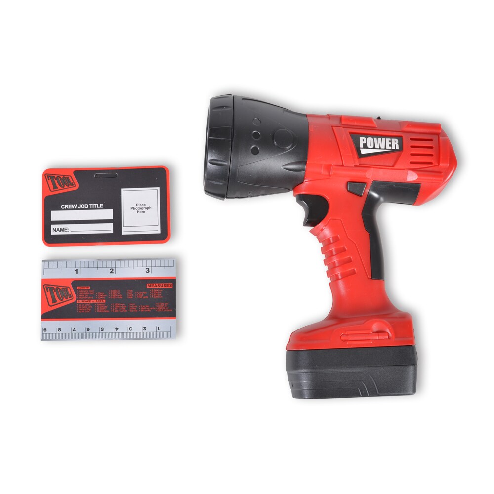 Moni Kinder-Elektrowerkzeug Werkstatt-Lampe T1407, Ausweis, Lineal, ab 3 Jahre rot | 03800146221454