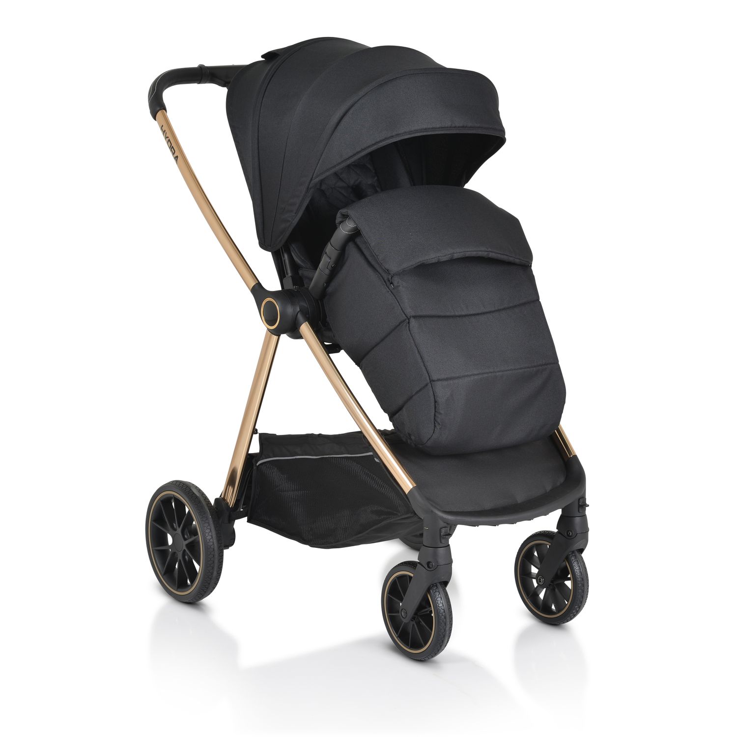 Cangaroo Kinderwagen 2 in 1 Hydra Babywanne Sportsitz Fu&szlig;abdeckung Moskitonetz schwarz - Bild 1